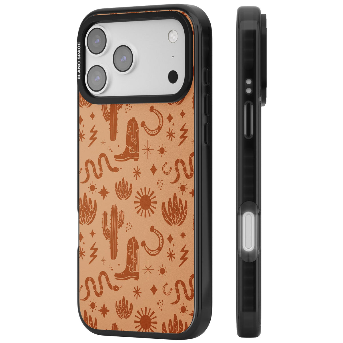 Wild West Pattern iPhone 17 Pro Max Impact Black Phone Case side