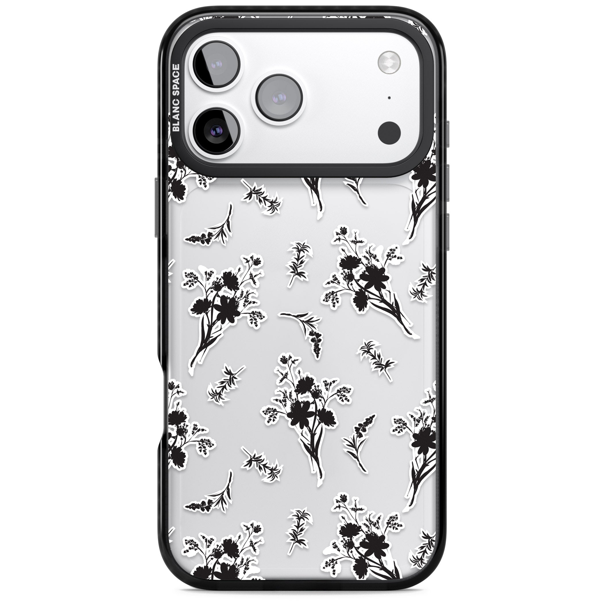 Black Sticker Wildflowers iPhone 17 Pro Impact Black Phone Case