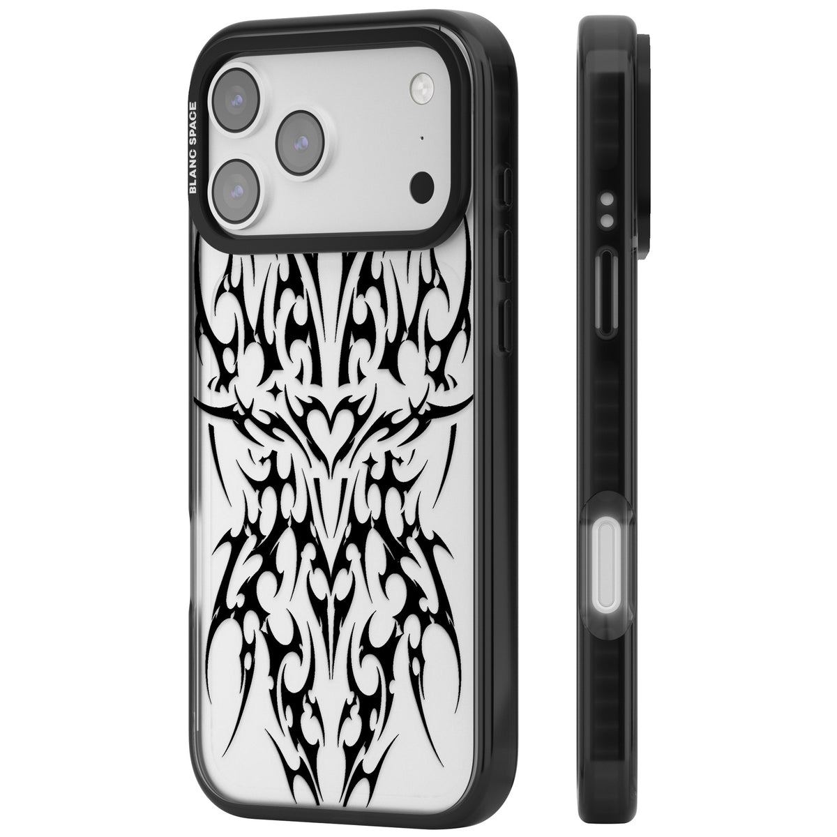 Neo Tribal Heart iPhone 17 Pro Max Impact Black Phone Case side