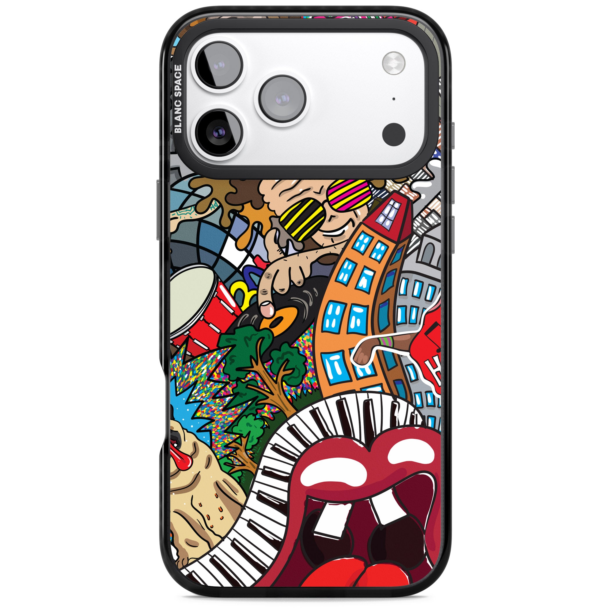 Funky Music City iPhone 17 Pro Impact Black Phone Case