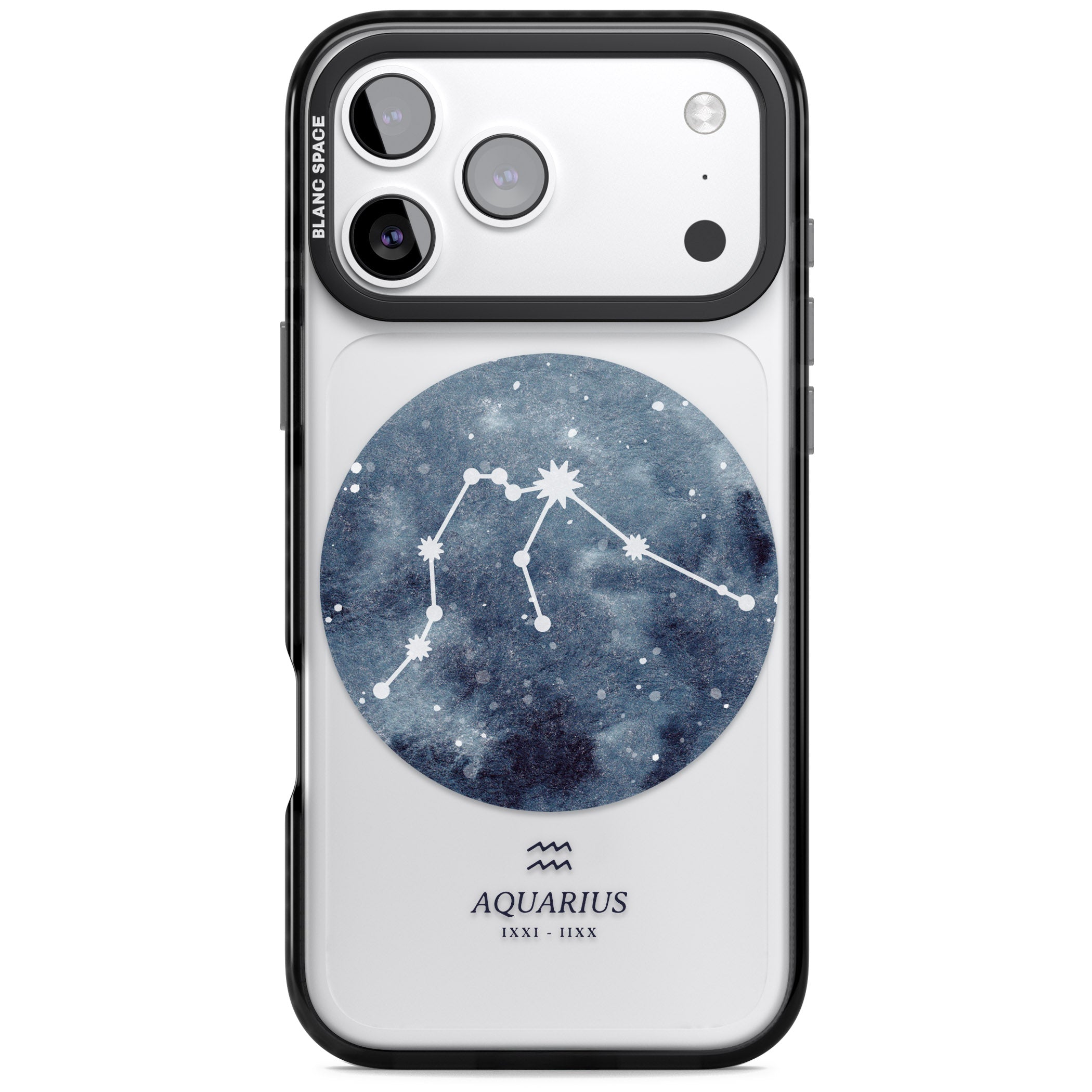 Aquarius Zodiac Blue iPhone 17 Pro Impact Black Phone Case
