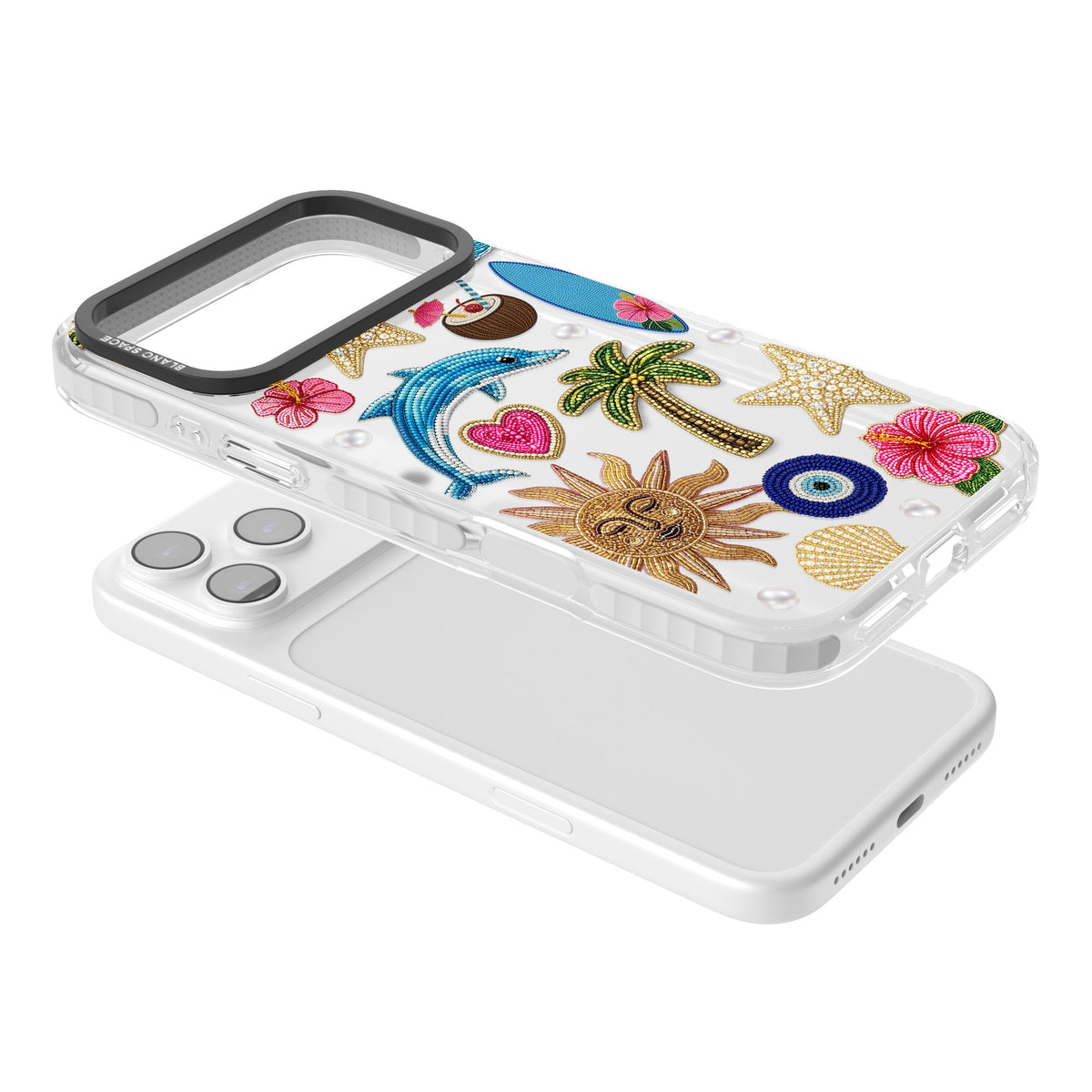 Beaded Beach iPhone 17 Pro Max Impact Clear Phone Case angled