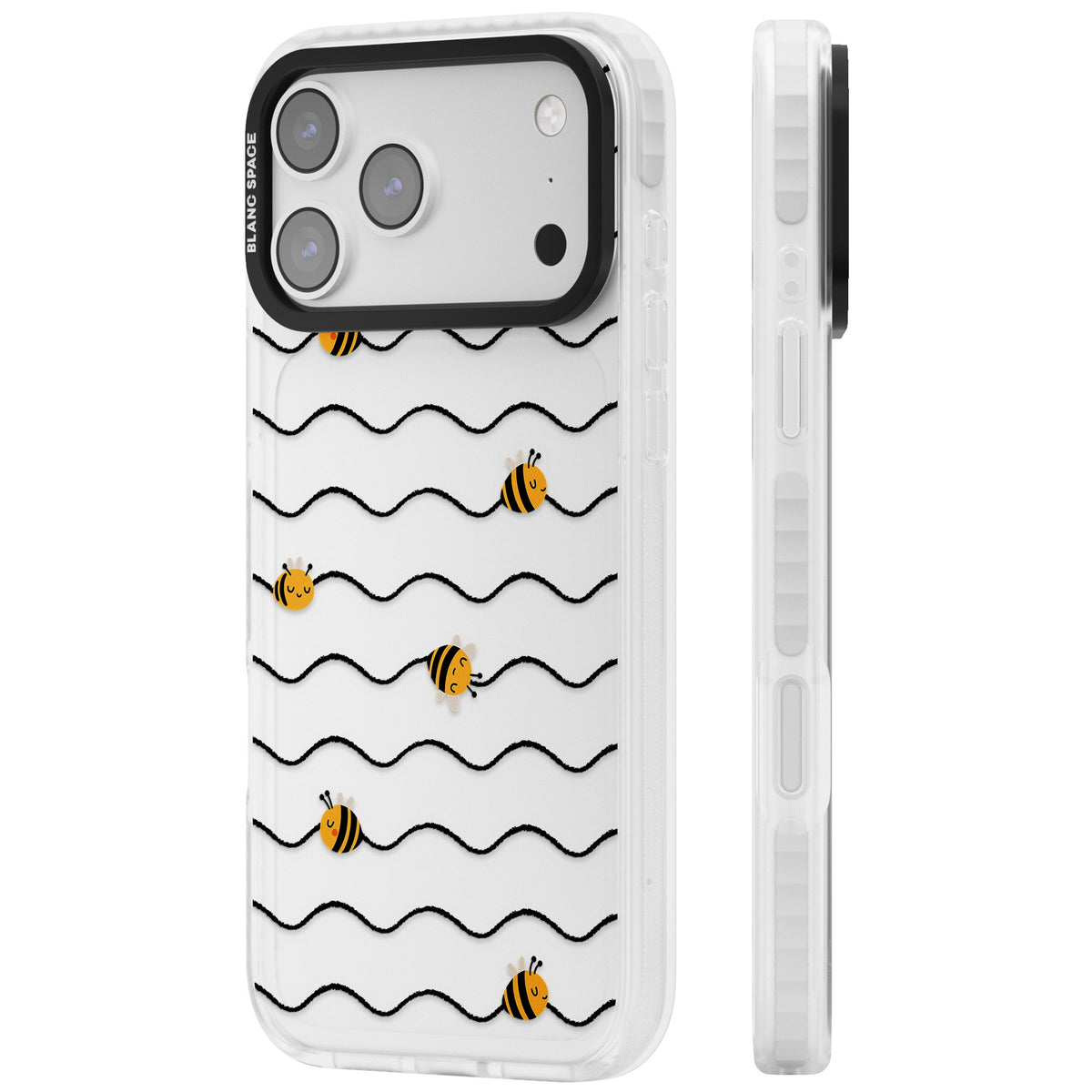 Bee Wave Pattern iPhone 17 Pro Max Impact Clear Phone Case side
