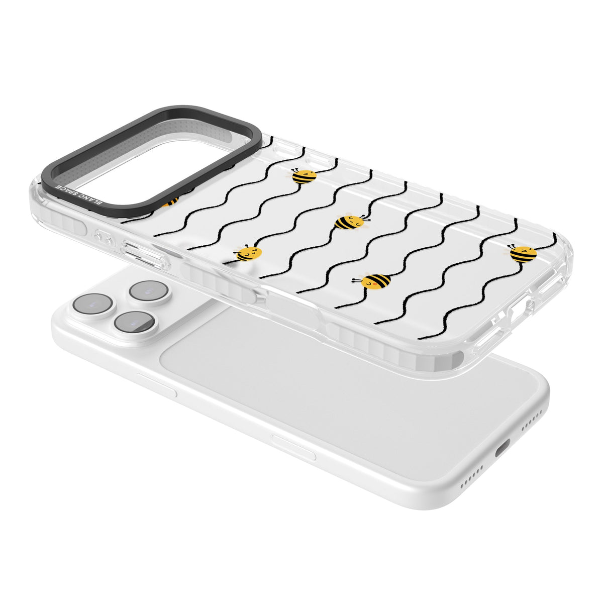 Bee Wave Pattern iPhone 17 Pro Max Impact Clear Phone Case angled