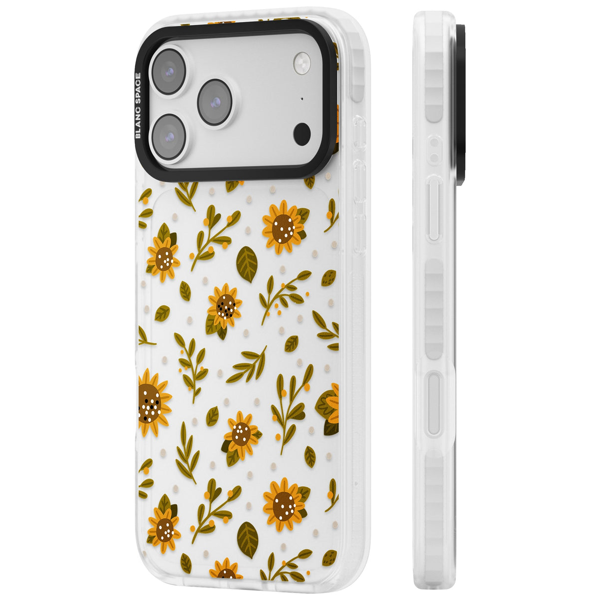 Bees & Sunflowers iPhone 17 Pro Max Impact Clear Phone Case side