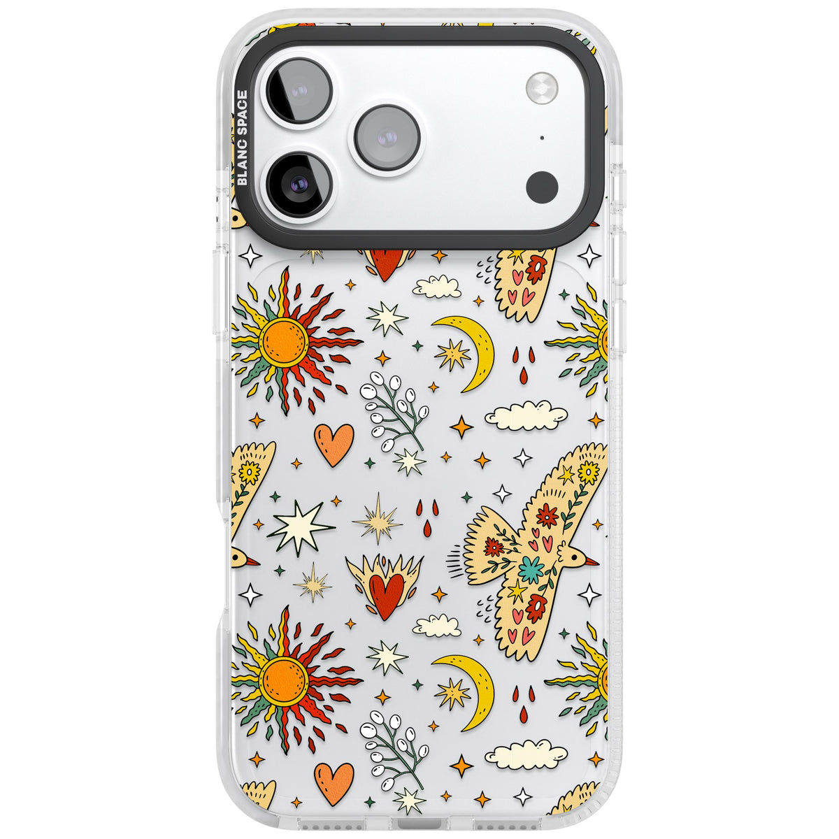 Boho Mystic Birds iPhone 17 Pro Max Impact Clear Phone Case front