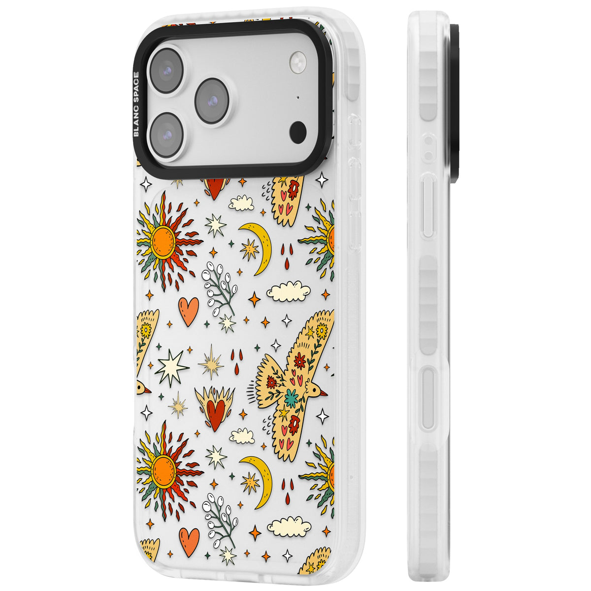 Boho Mystic Birds iPhone 17 Pro Max Impact Clear Phone Case side