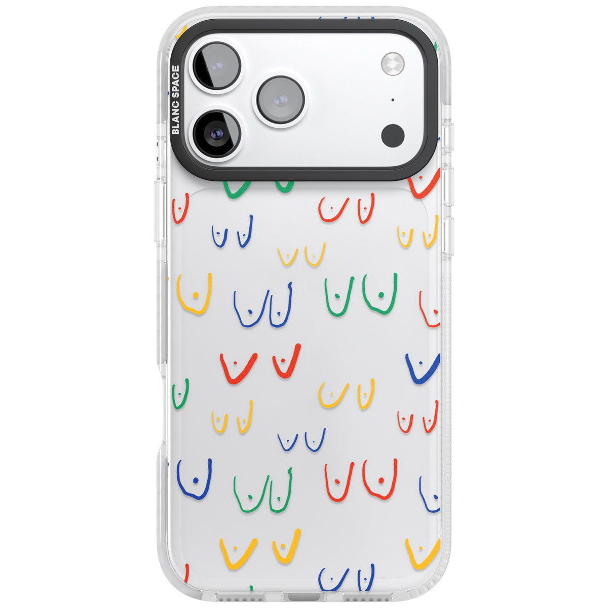 Boob Pattern (Multicolour) iPhone 17 Pro Max Impact Clear Phone Case front