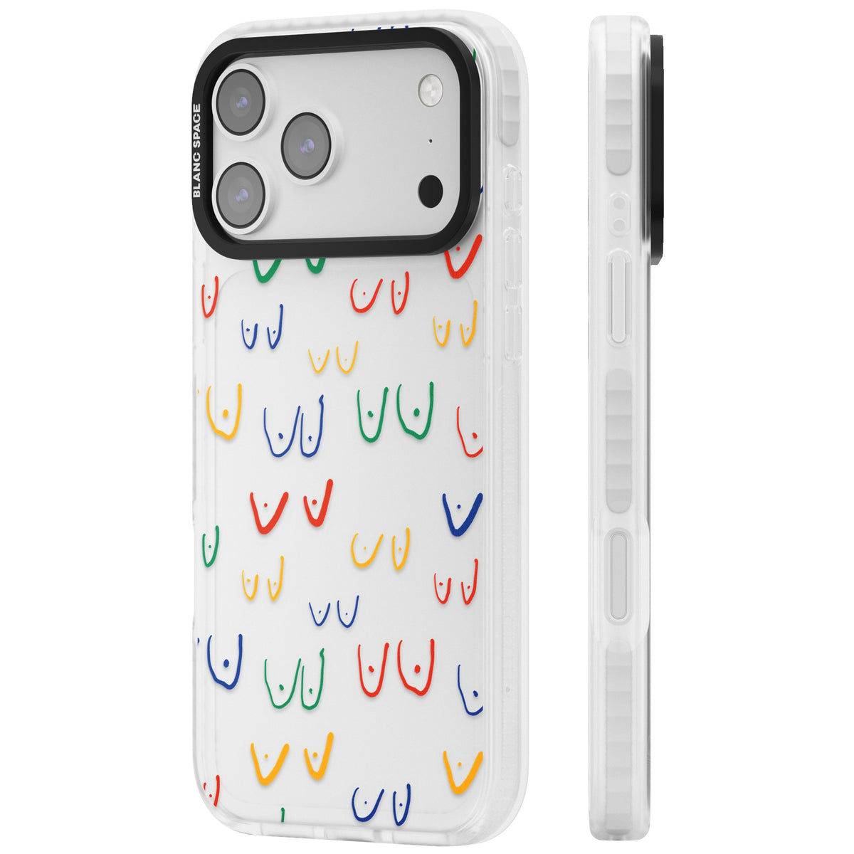 Boob Pattern (Multicolour) iPhone 17 Pro Max Impact Clear Phone Case side