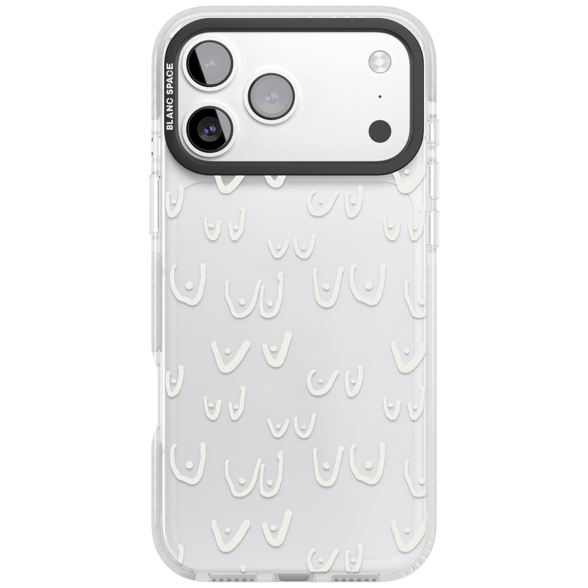 Boob Pattern (White) iPhone 17 Pro Max Impact Clear Phone Case front