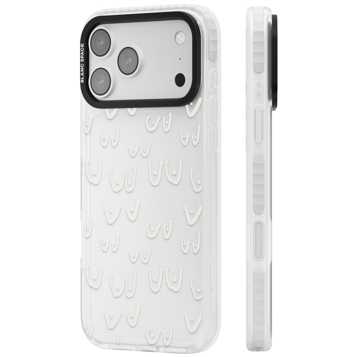 Boob Pattern (White) iPhone 17 Pro Max Impact Clear Phone Case side