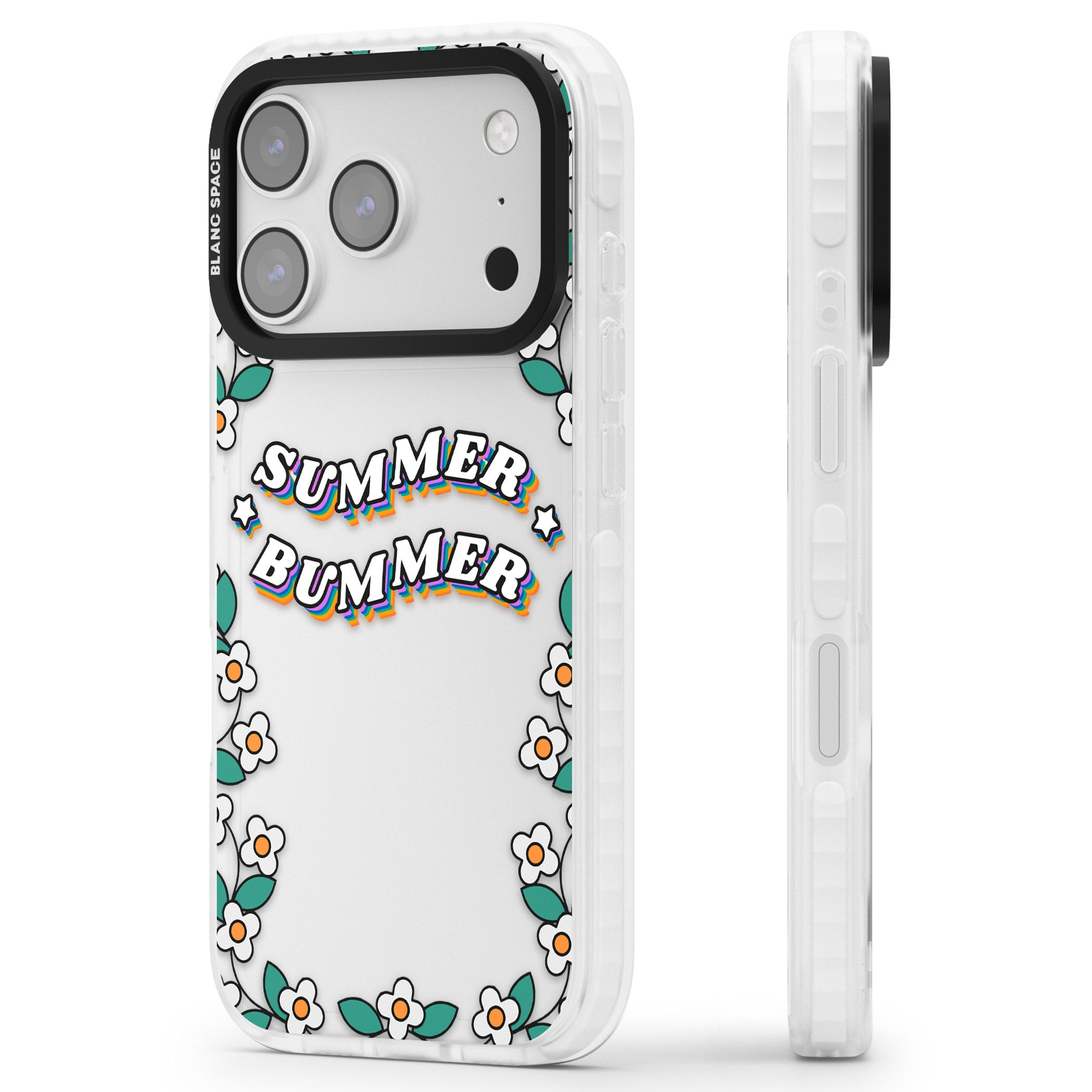 Summer Bummer iPhone 17 Pro Impact Clear Phone Case Side Profile