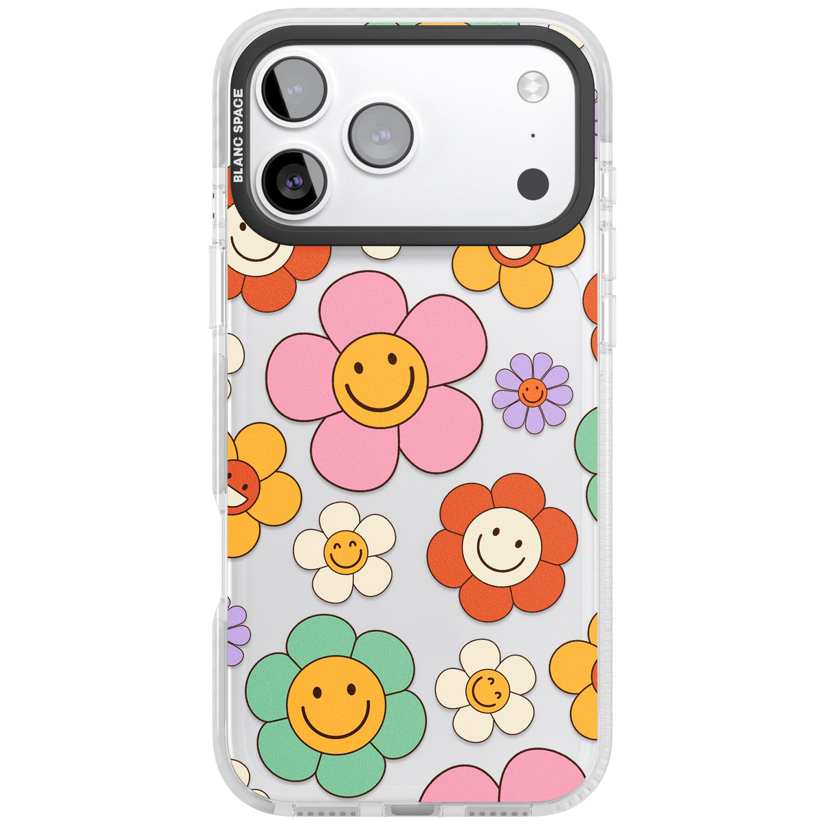 Happy Blossoms iPhone 17 Pro Max Impact Clear Phone Case front