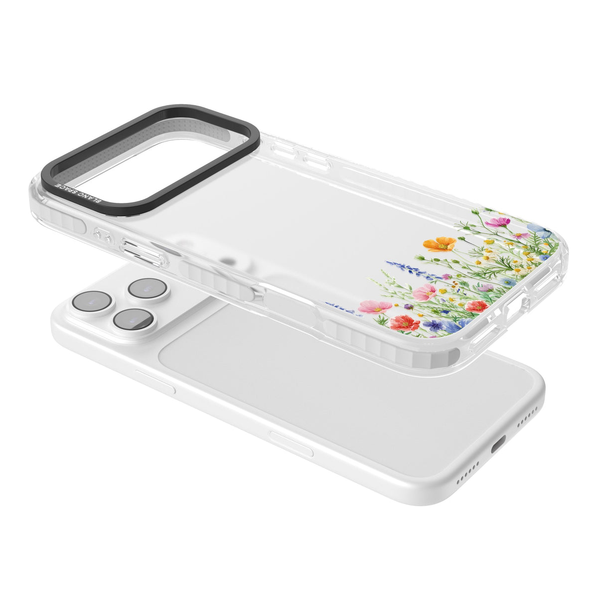 Minimal Wildflowers iPhone 17 Pro Max Impact Clear Phone Case angled