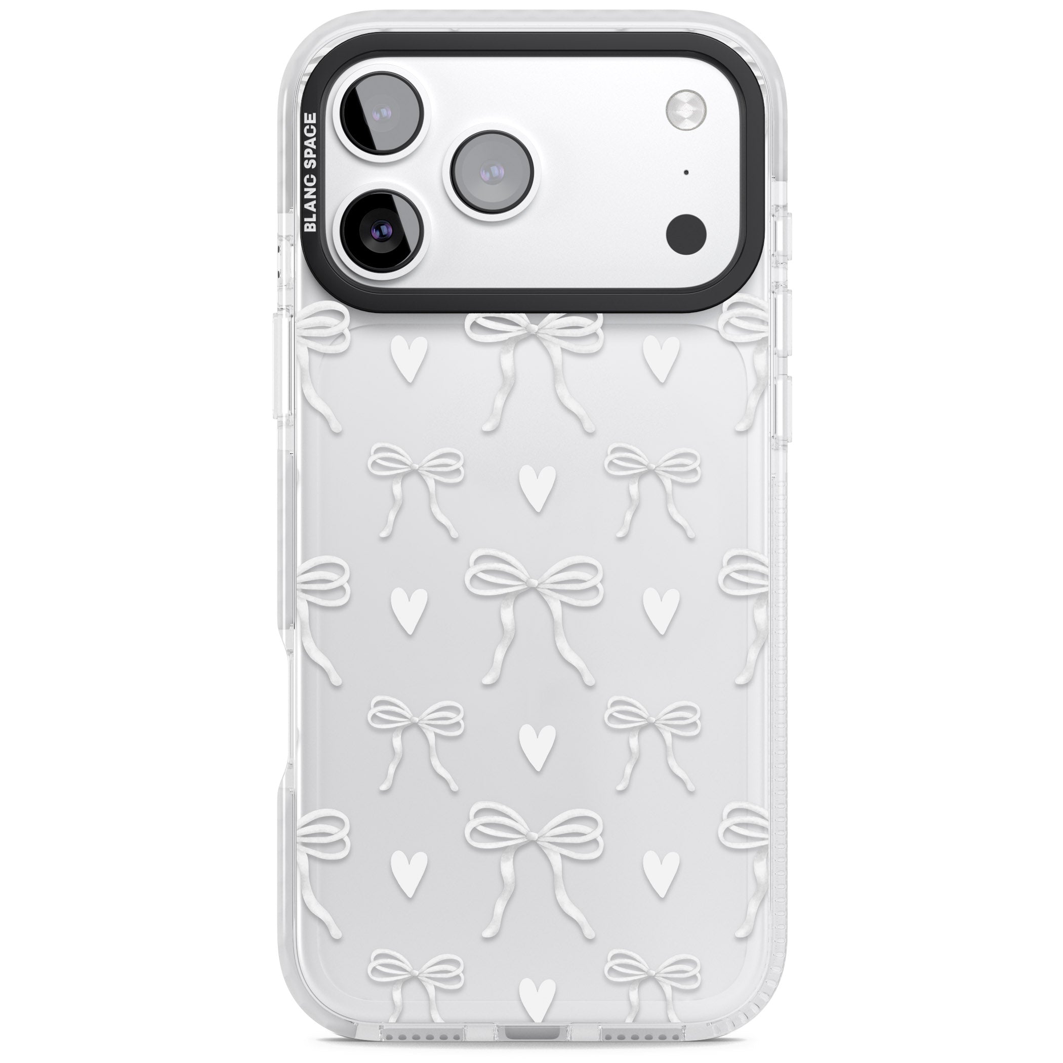 White Bows & Hearts iPhone 17 Pro Impact Clear Phone Case