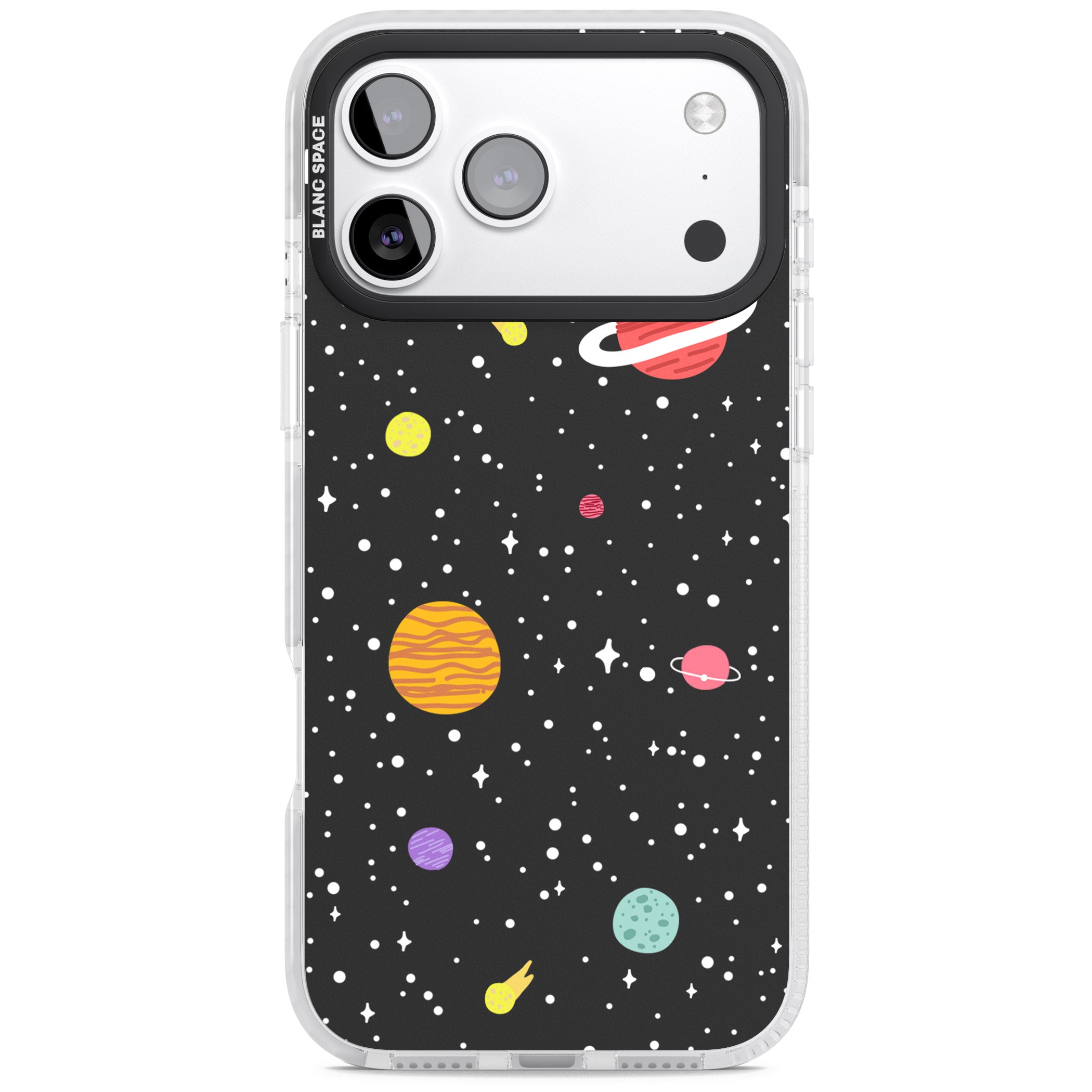 Cute Cartoon Planets iPhone 17 Pro Impact Clear Phone Case