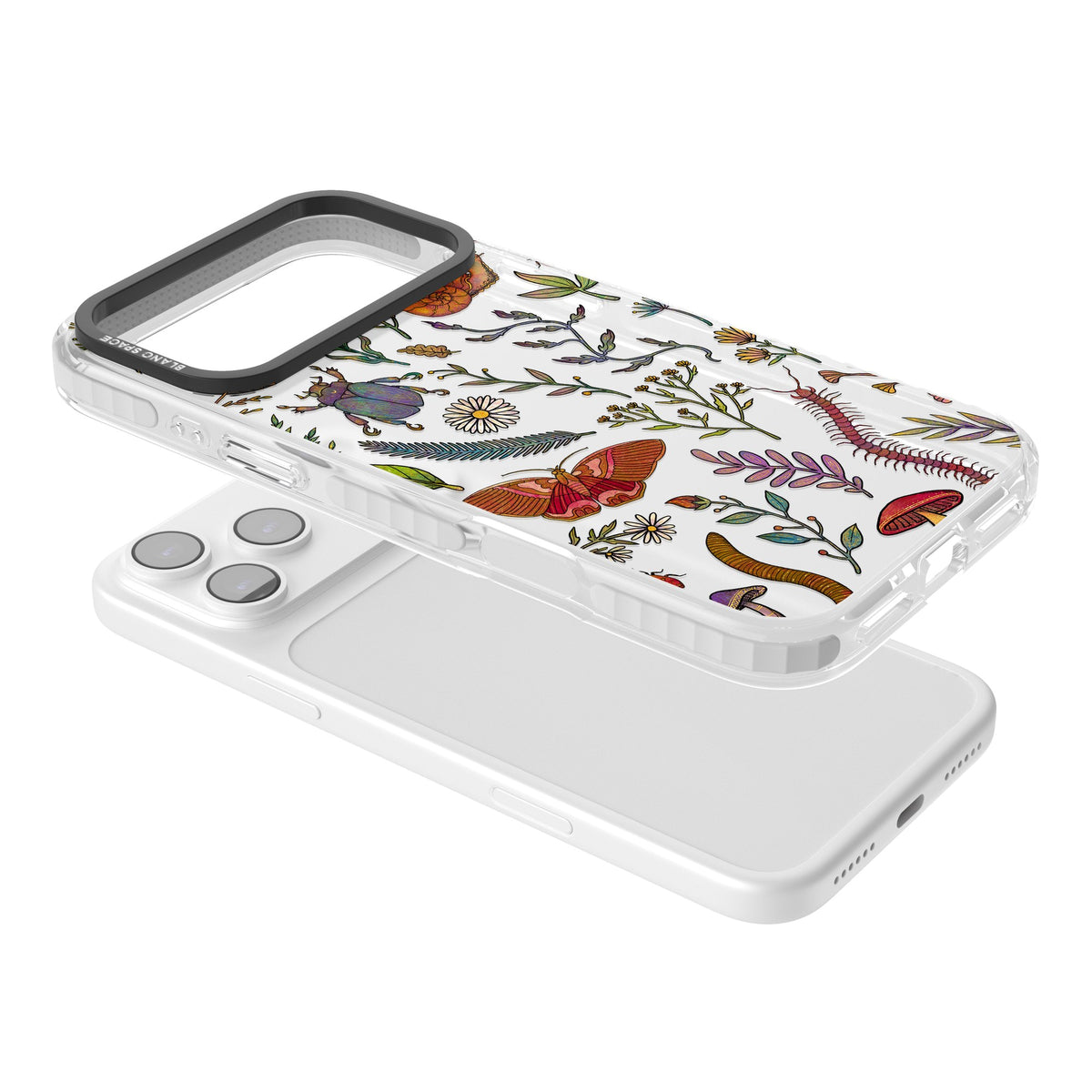 Bugs & Wildflowers iPhone 17 Pro Max Impact Clear Phone Case angled