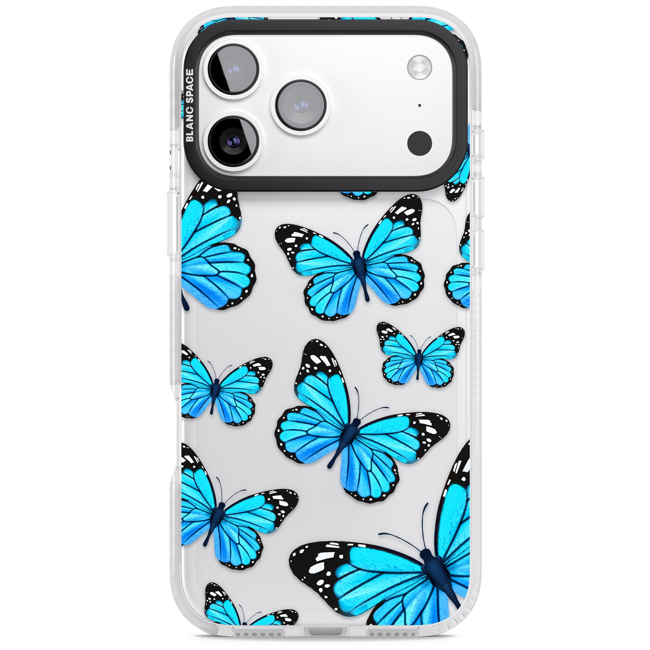 Blue Butterflies iPhone 17 Pro Impact Clear Phone Case
