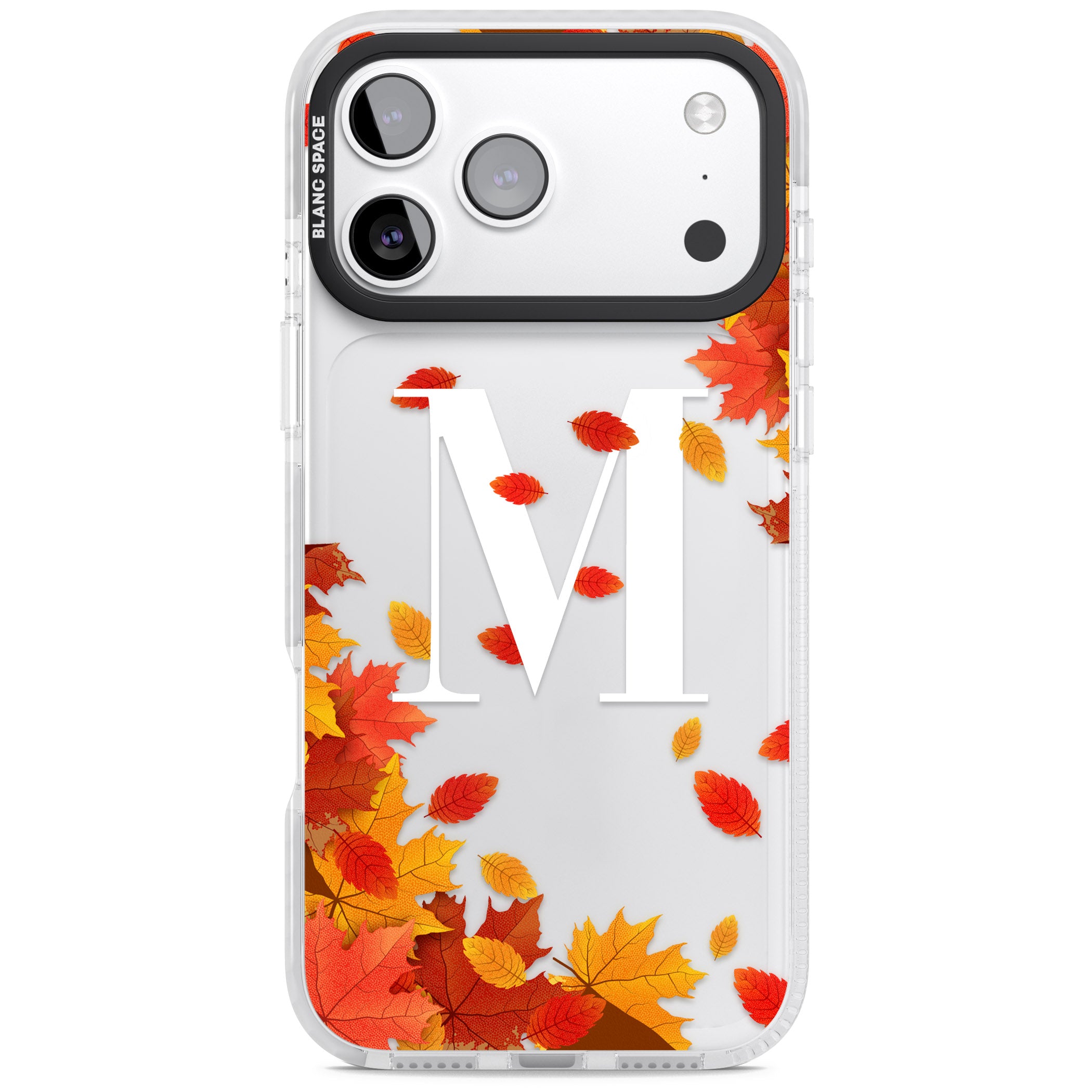 Personalised Autumn Leaves Monogram iPhone 17 Pro Impact Clear Phone Case