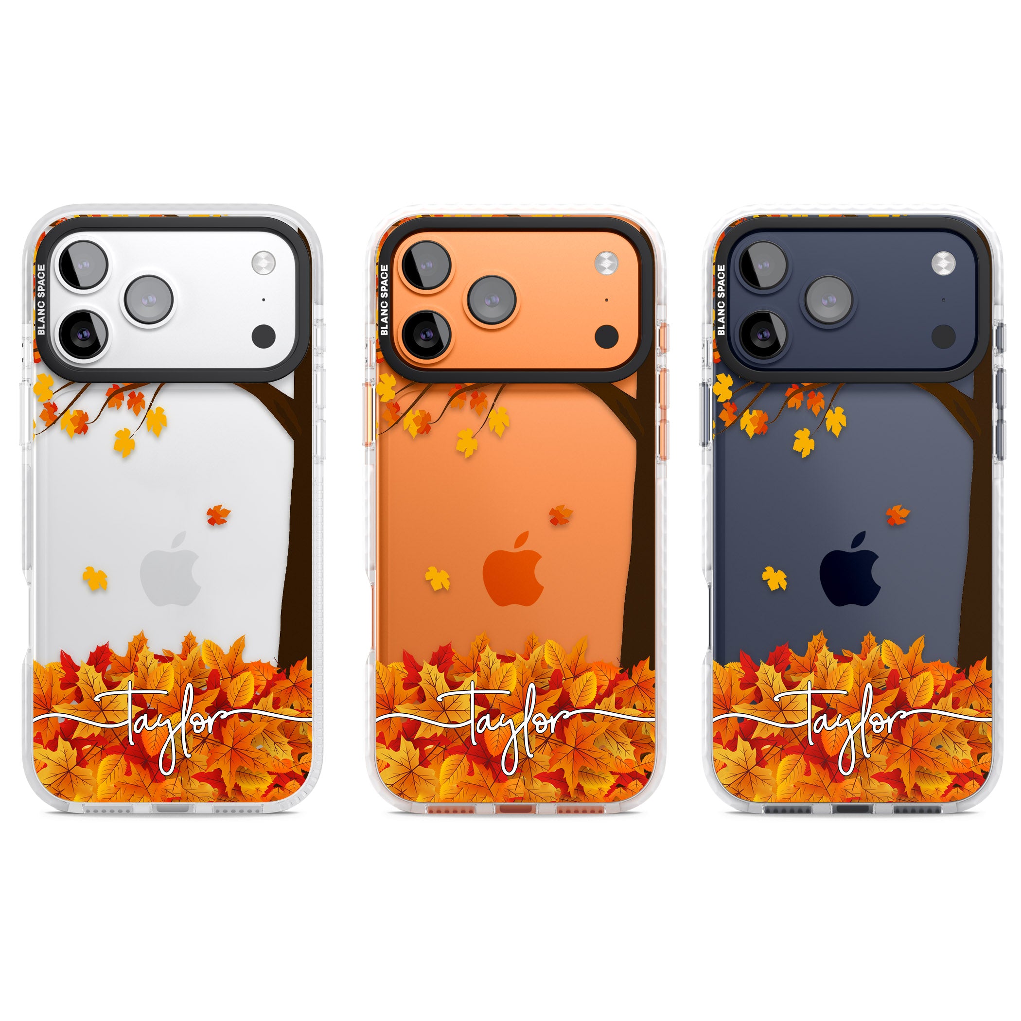 Personalised Autumn Leaves iPhone 17 Pro Impact Clear Phone Case APT Impact Protection