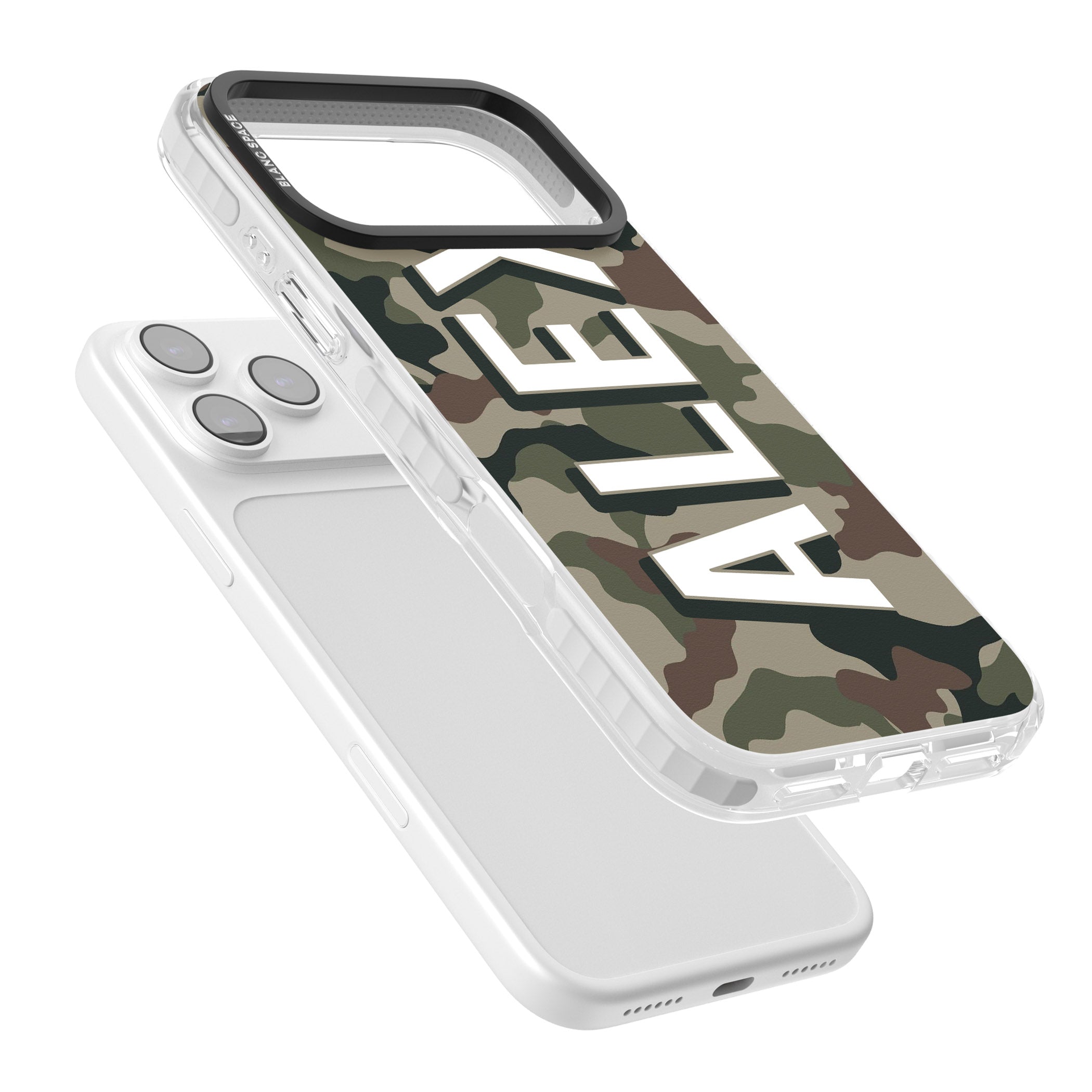 Personalised Classic Green Camo iPhone 17 Pro Impact Clear Phone Case Colours