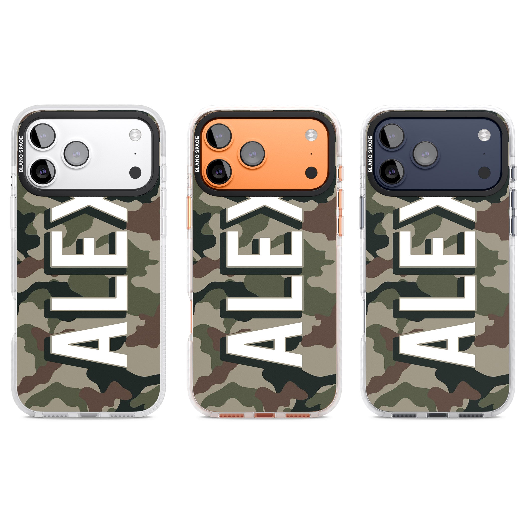 Personalised Classic Green Camo iPhone 17 Pro Impact Clear Phone Case APT Impact Protection