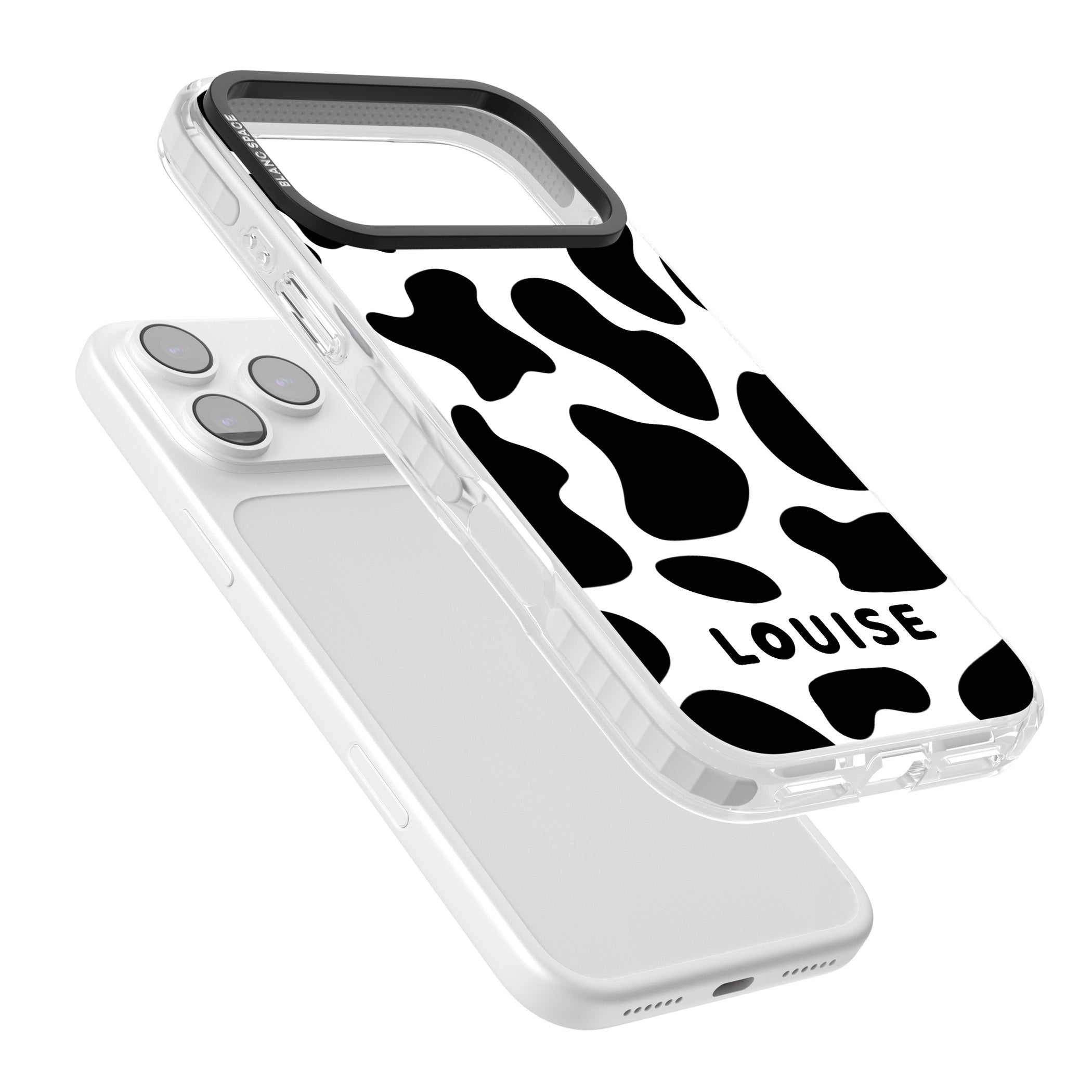 Personalised Cow Print iPhone 17 Pro Impact Clear Phone Case Colours