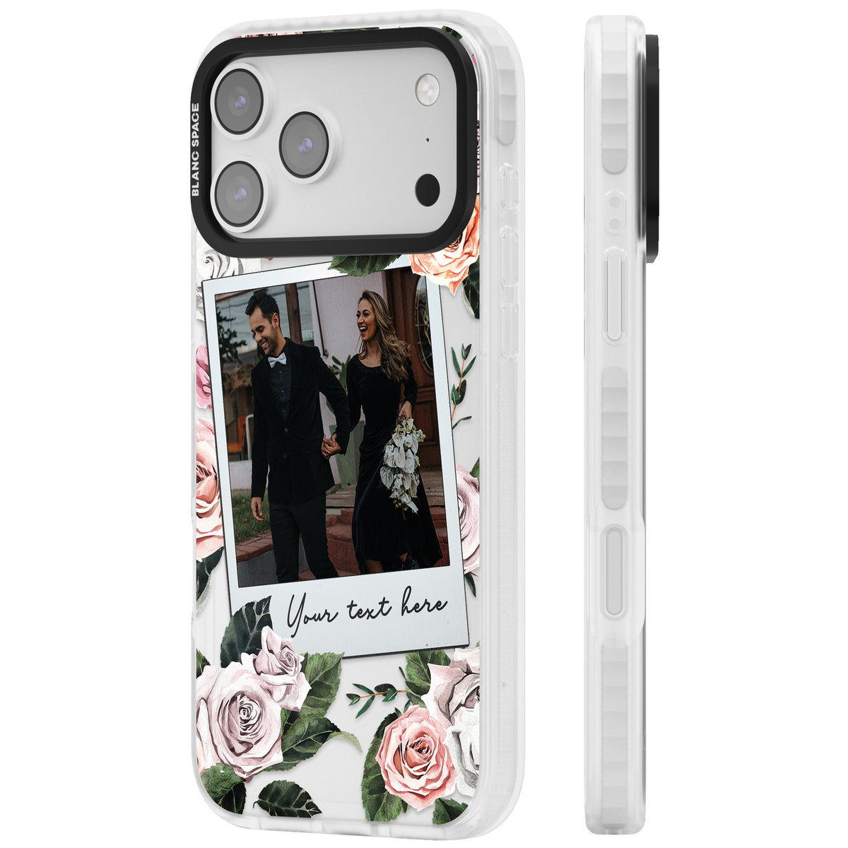 Personalised Floral Polaroid iPhone 17 Pro Max Impact Clear Phone Case side