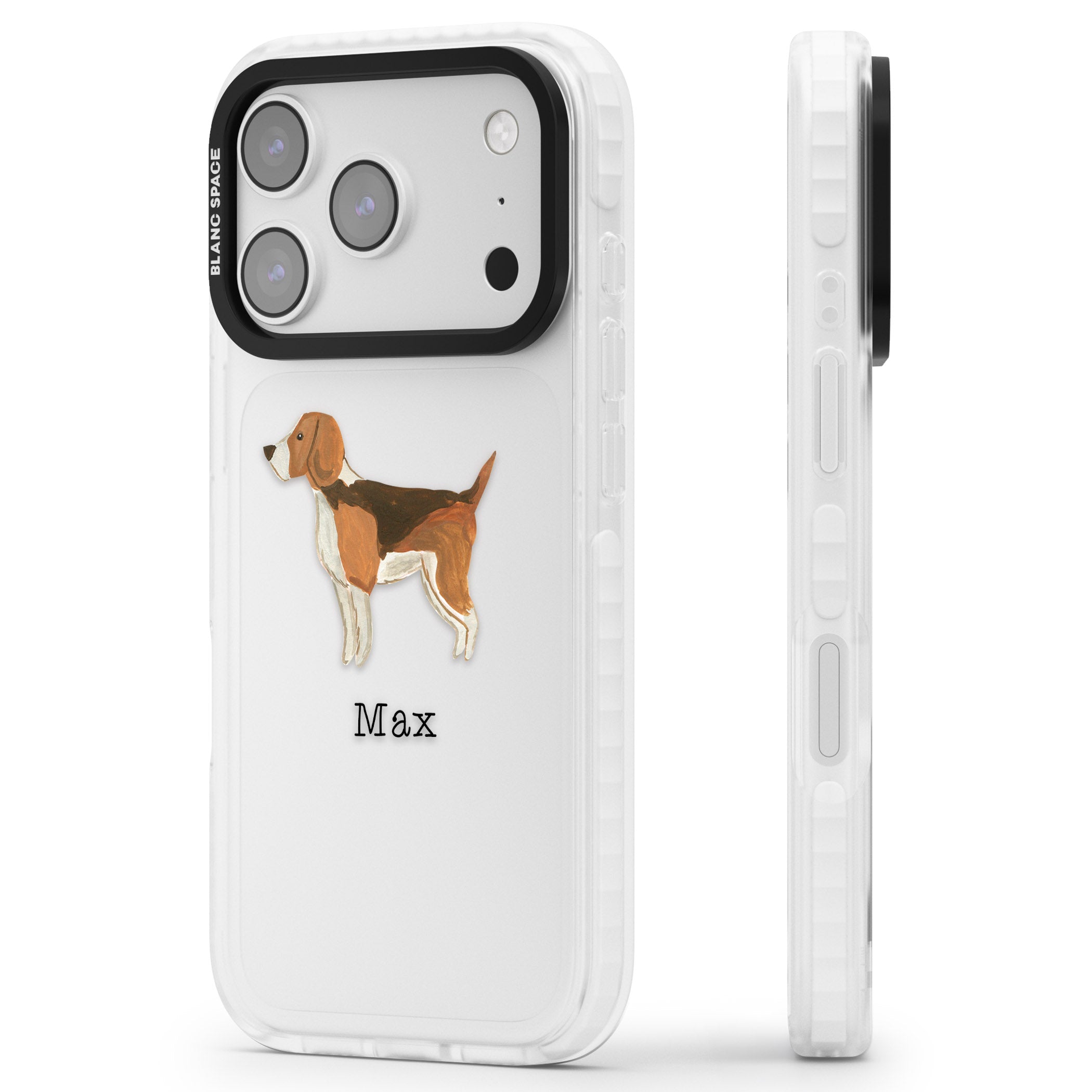Personalised Beagle iPhone 17 Pro Impact Clear Phone Case Side Profile