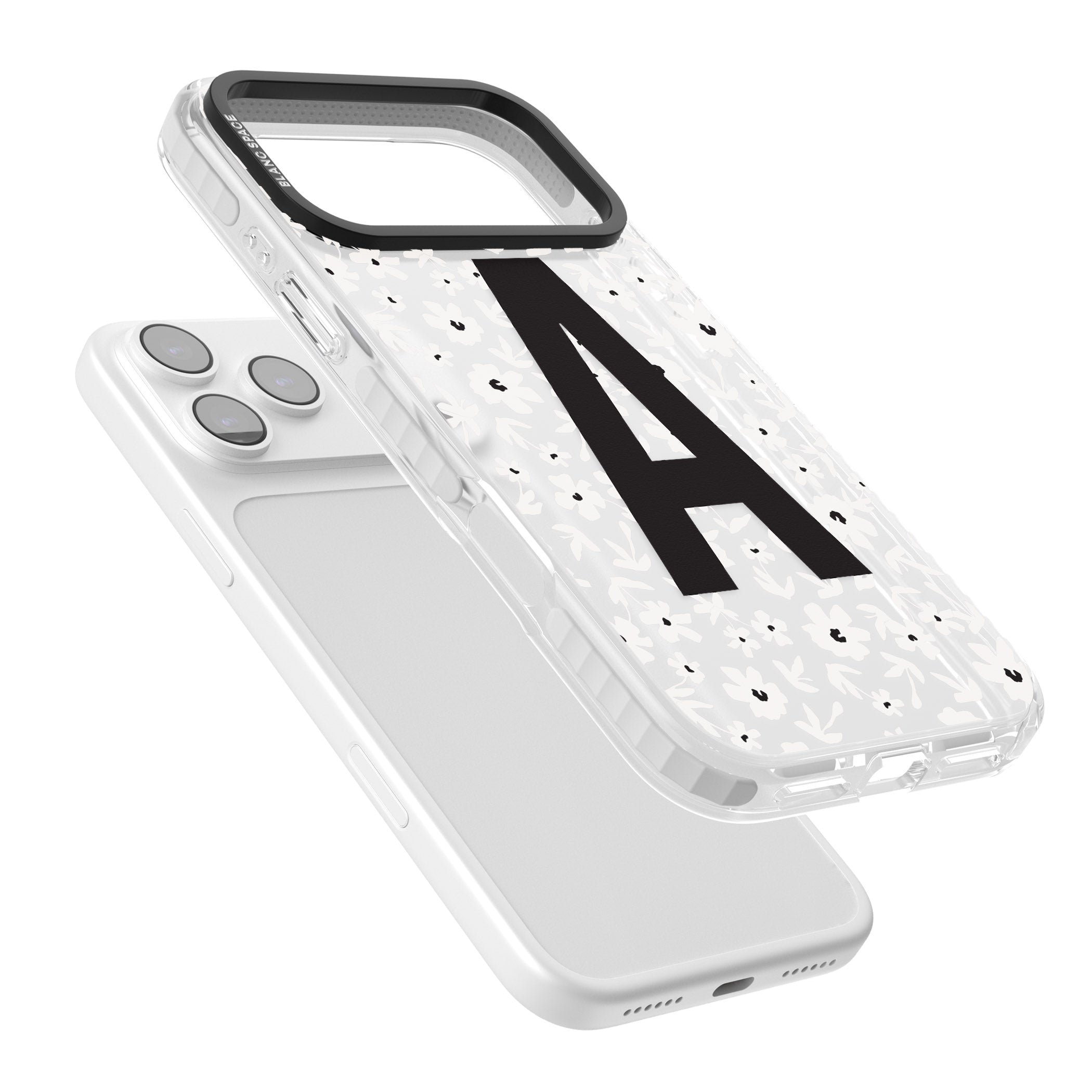 Personalised Bold Initial Floral iPhone 17 Pro Impact Clear Phone Case Colours