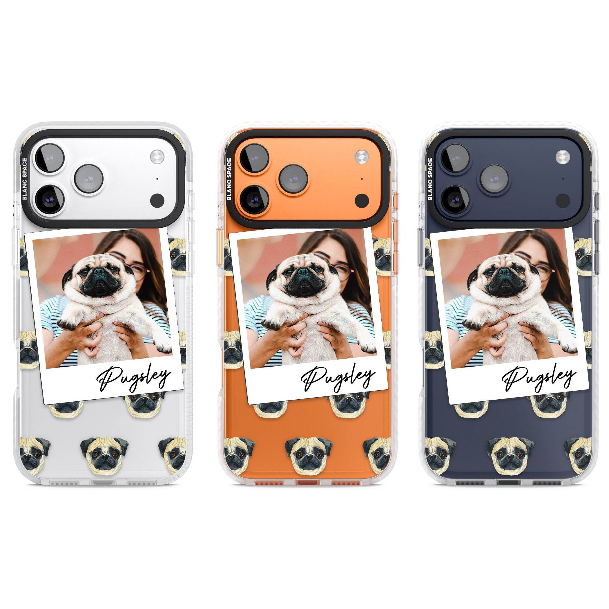 Personalised Pug Instant Camera Photo iPhone 17 Pro Impact Clear Phone Case APT Impact Protection