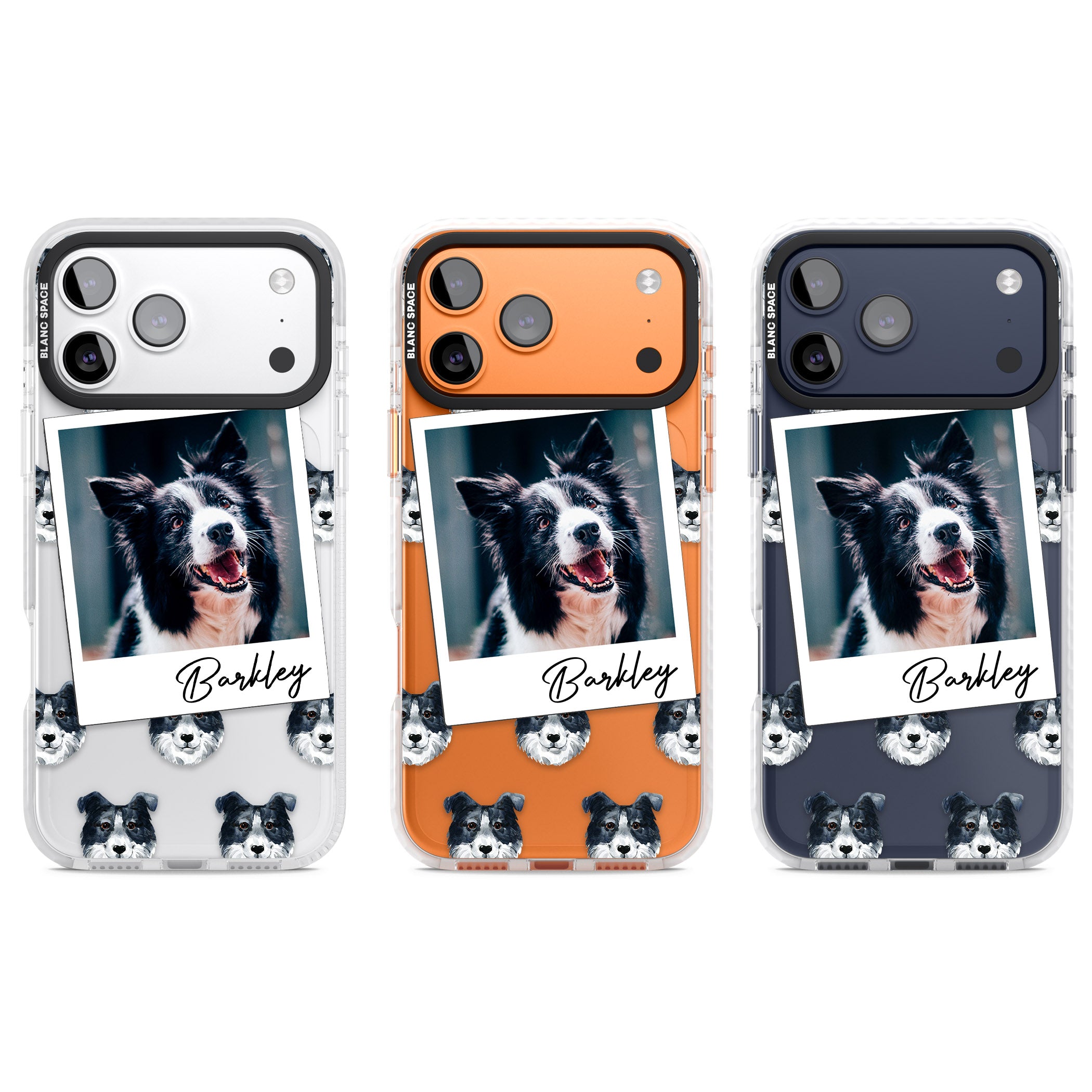 Personalised Border Collie Instant Camera Photo iPhone 17 Pro Impact Clear Phone Case APT Impact Protection