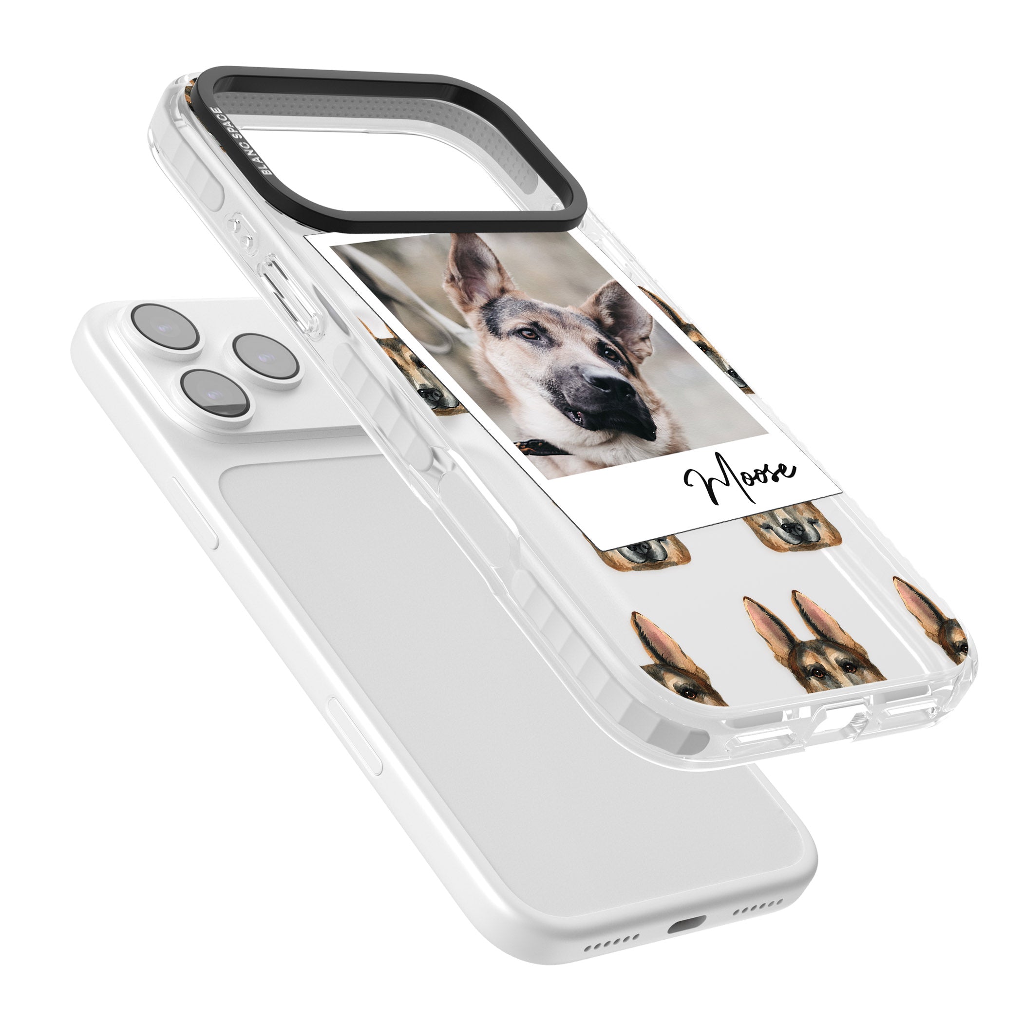 Personalised German Shepherd Instant Camera Photo iPhone 17 Pro Impact Clear Phone Case Colours