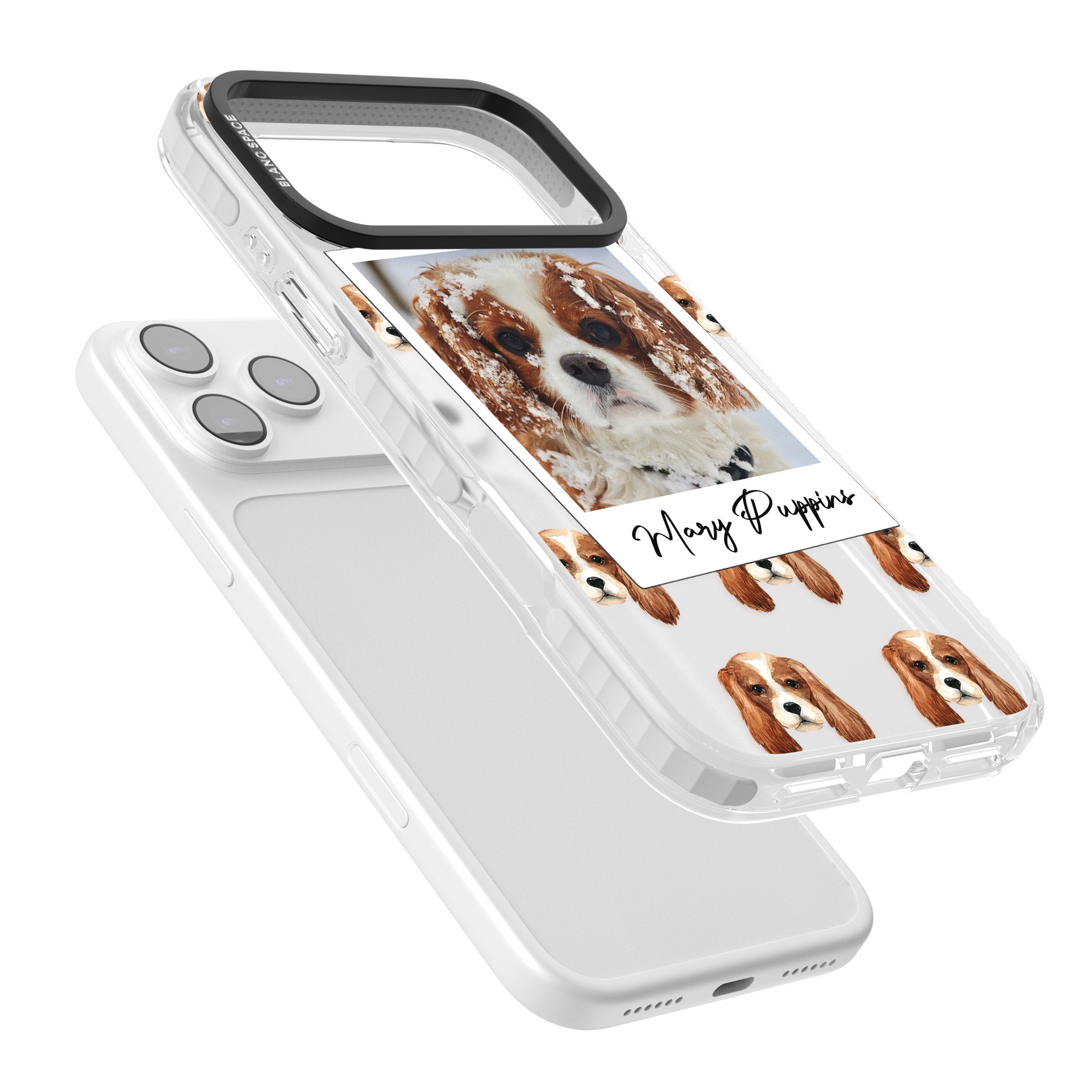 Personalised Cavalier King Charles Instant Camera Photo iPhone 17 Pro Impact Clear Phone Case Colours