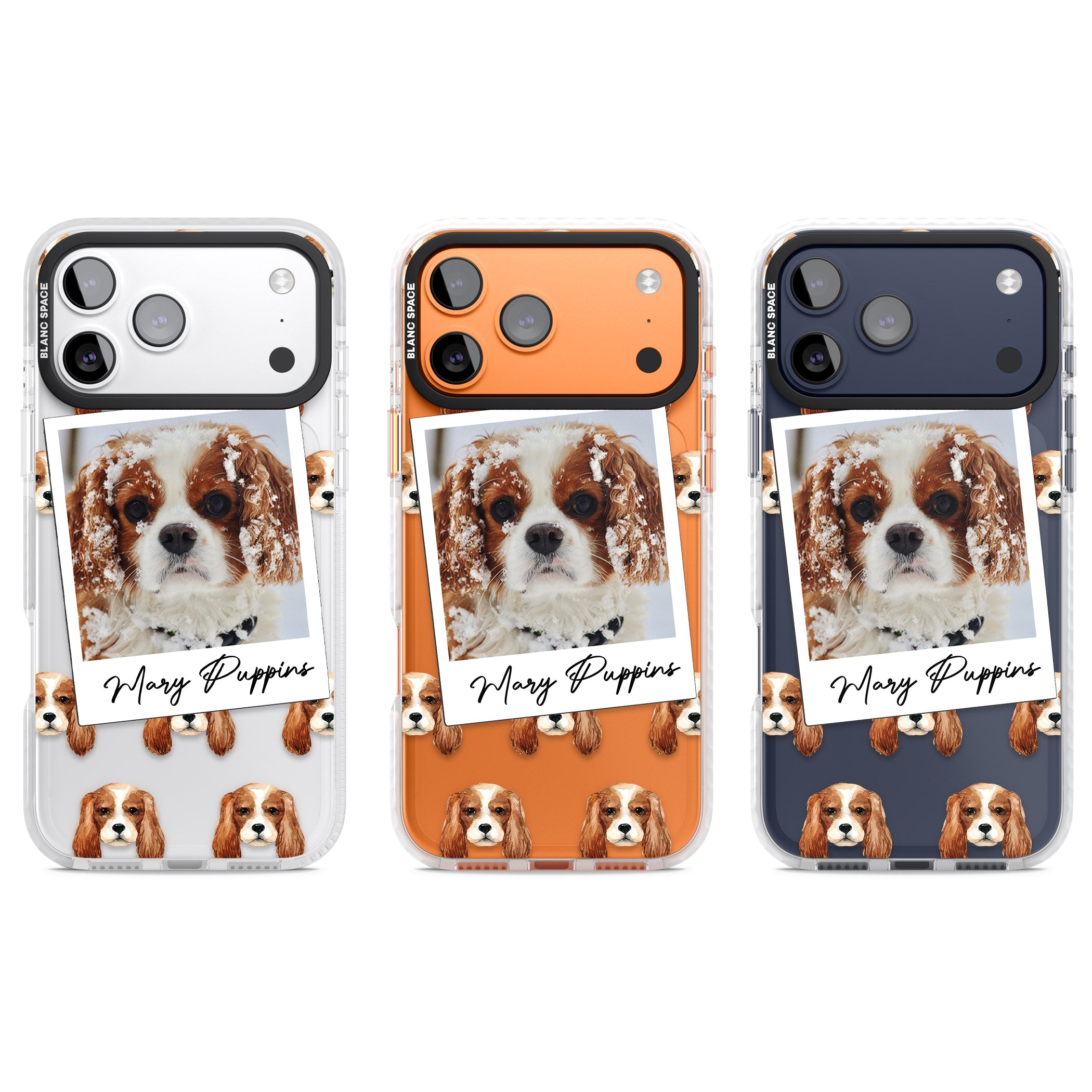 Personalised Cavalier King Charles Instant Camera Photo iPhone 17 Pro Impact Clear Phone Case APT Impact Protection