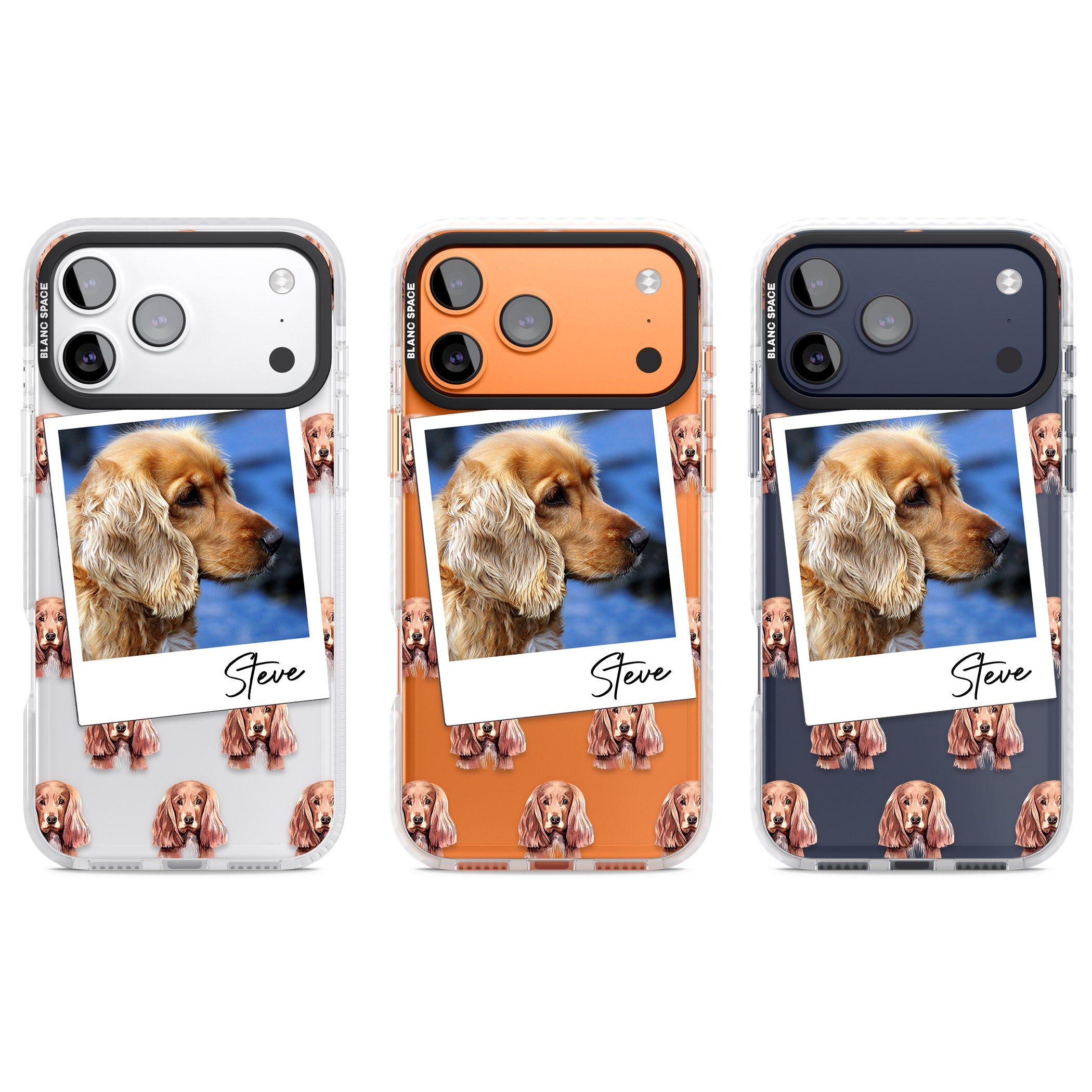 Personalised Cocker Spaniel Instant Camera Photo iPhone 17 Pro Impact Clear Phone Case APT Impact Protection