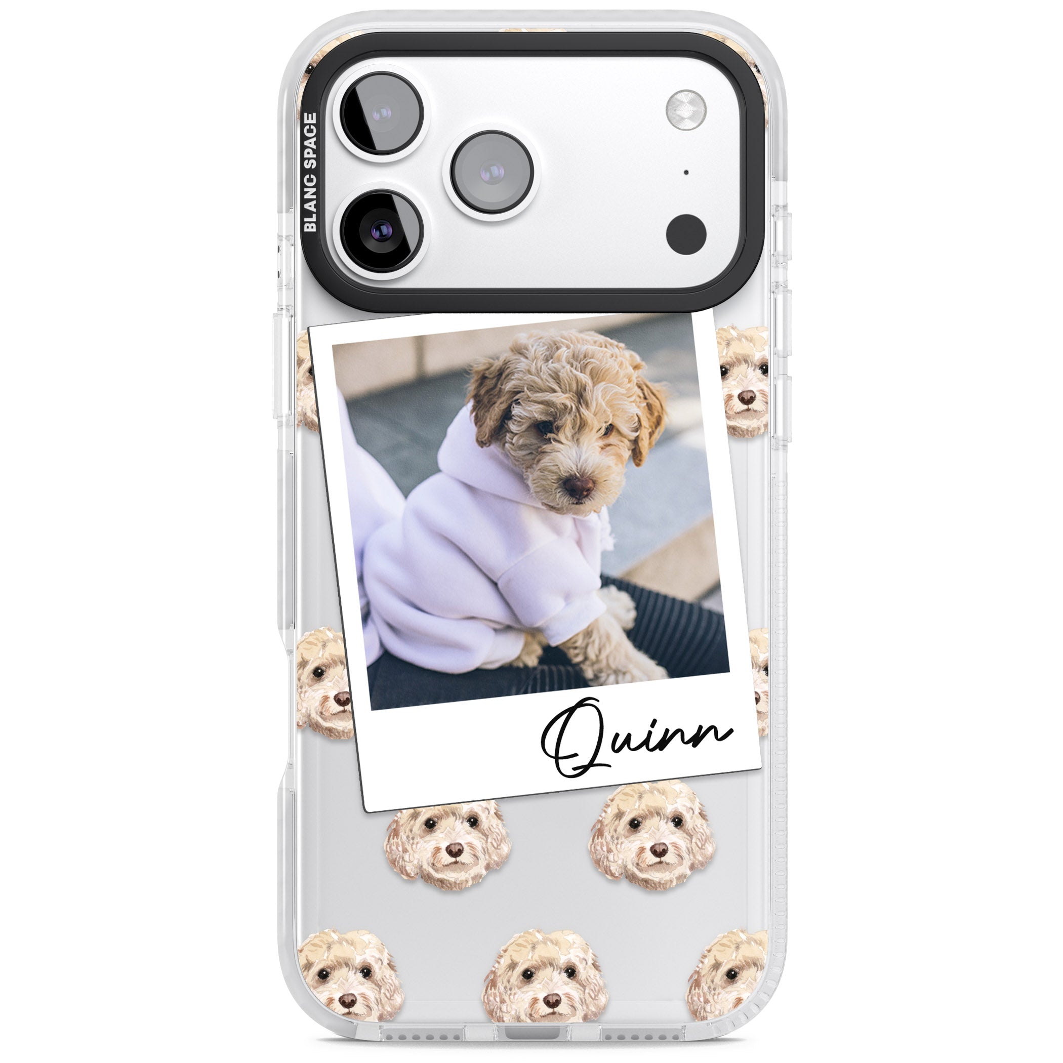 Personalised Cream Cockapoo Instant Camera Photo iPhone 17 Pro Impact Clear Phone Case