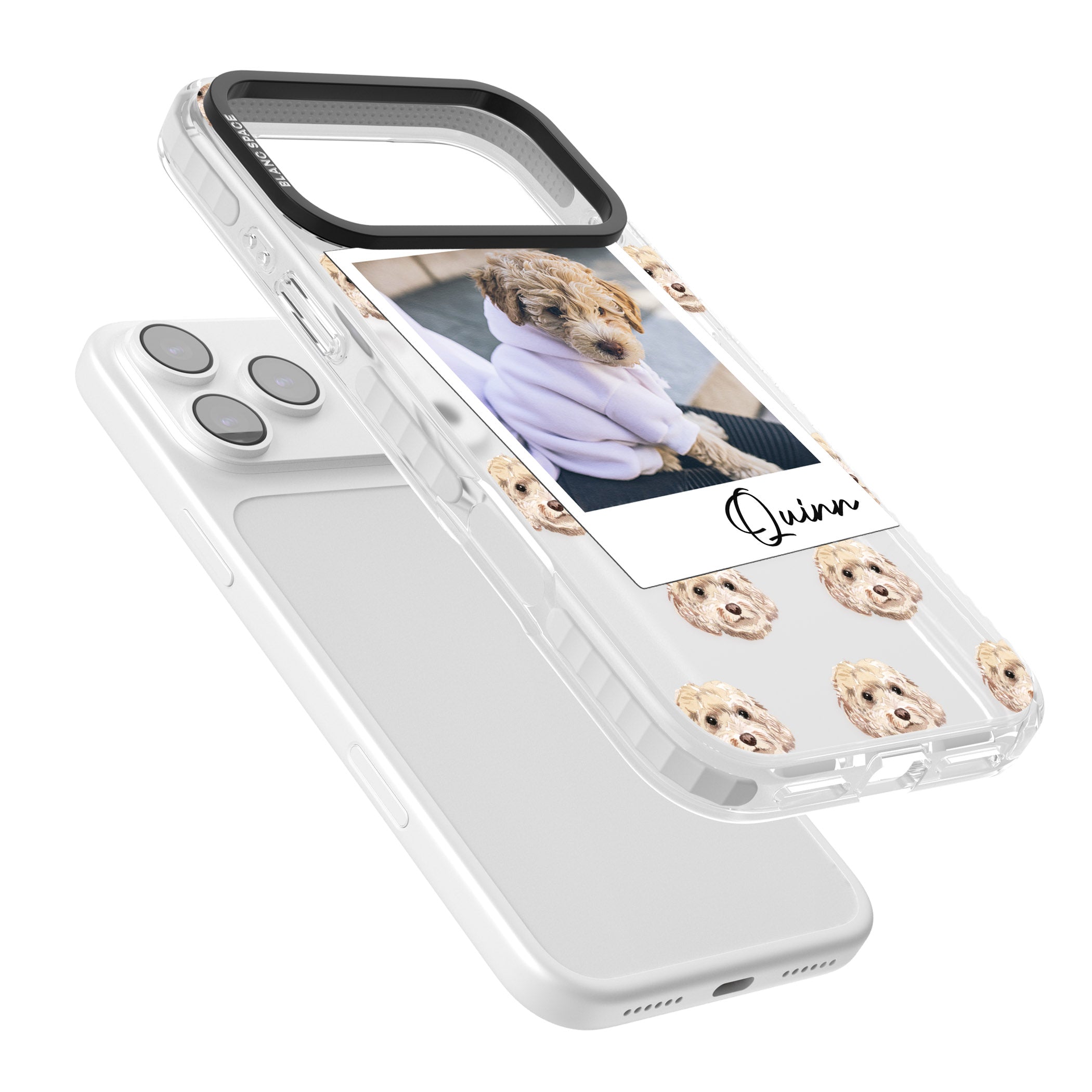 Personalised Cream Cockapoo Instant Camera Photo iPhone 17 Pro Impact Clear Phone Case Colours
