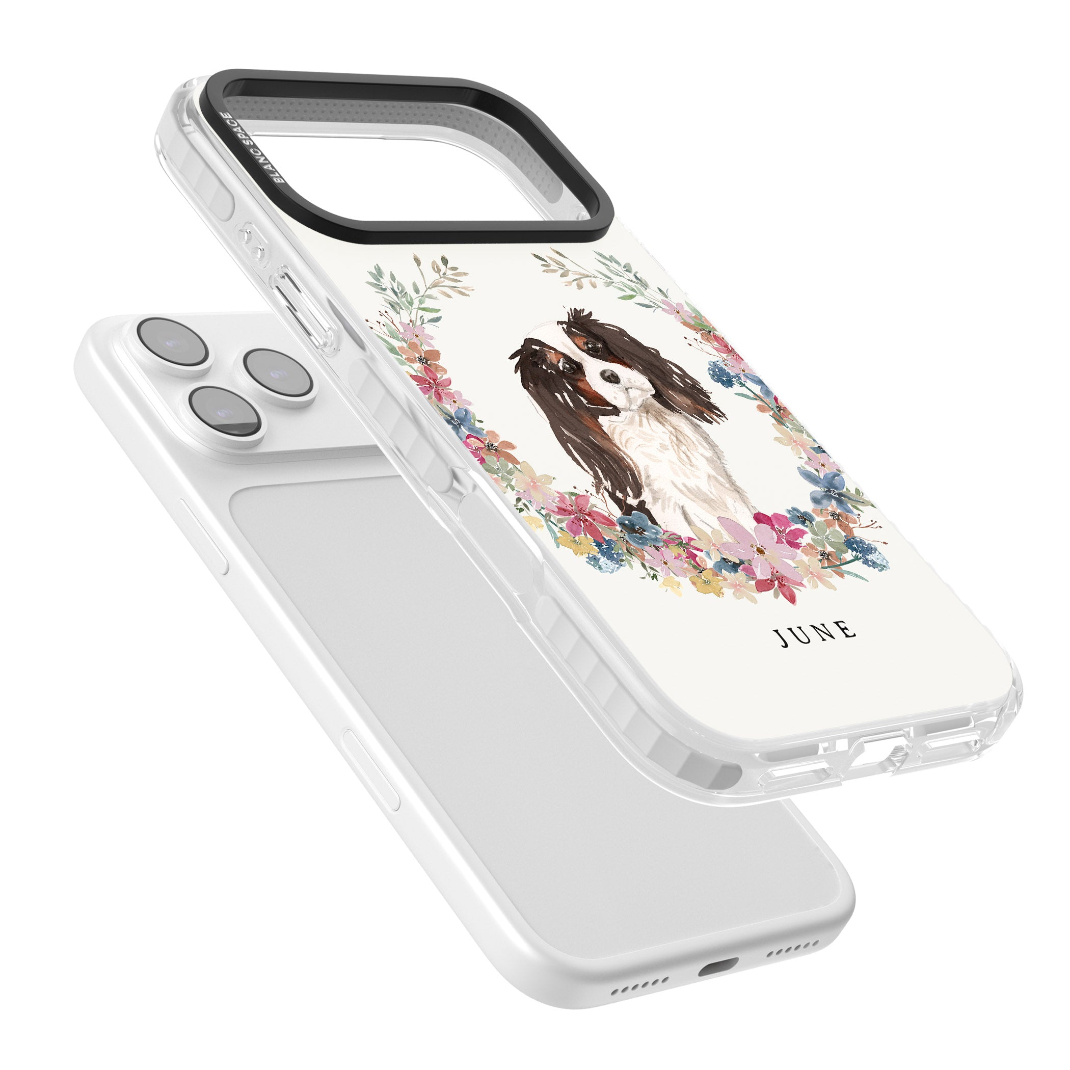 Personalised King Charles Floral Portrait iPhone 17 Pro Impact Clear Phone Case Colours