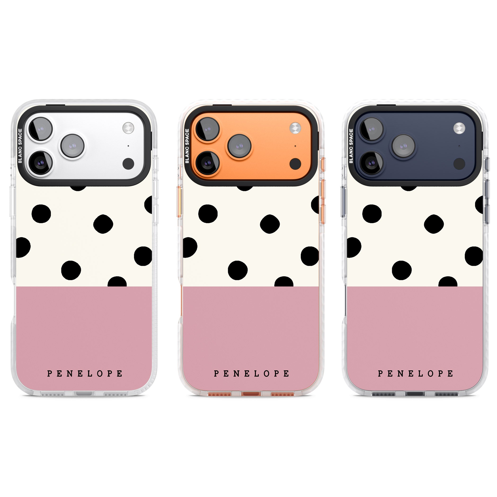 Personalised Pink Border Polka Dot iPhone 17 Pro Impact Clear Phone Case APT Impact Protection