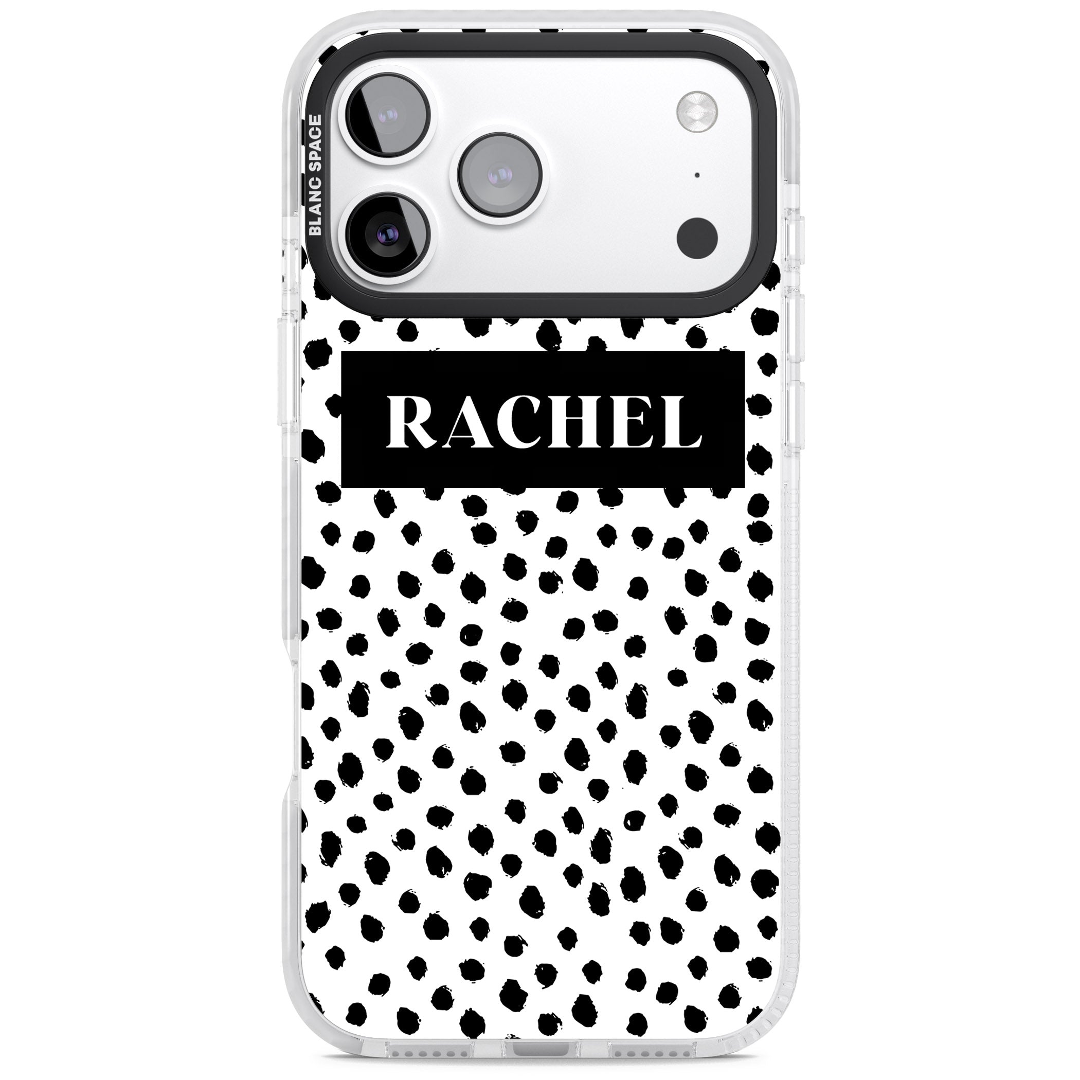 Personalised Black Dots iPhone 17 Pro Impact Clear Phone Case