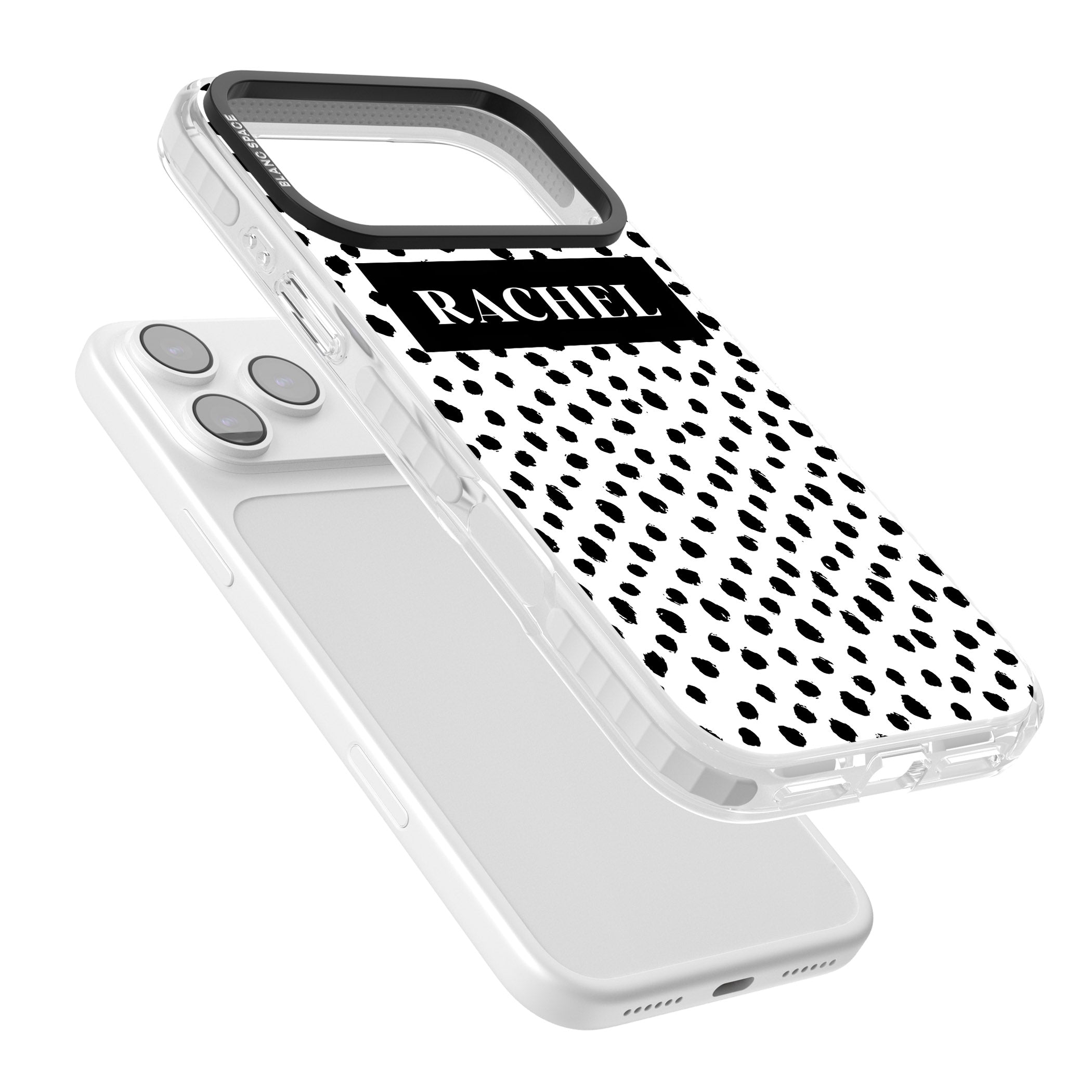 Personalised Black Dots iPhone 17 Pro Impact Clear Phone Case Colours