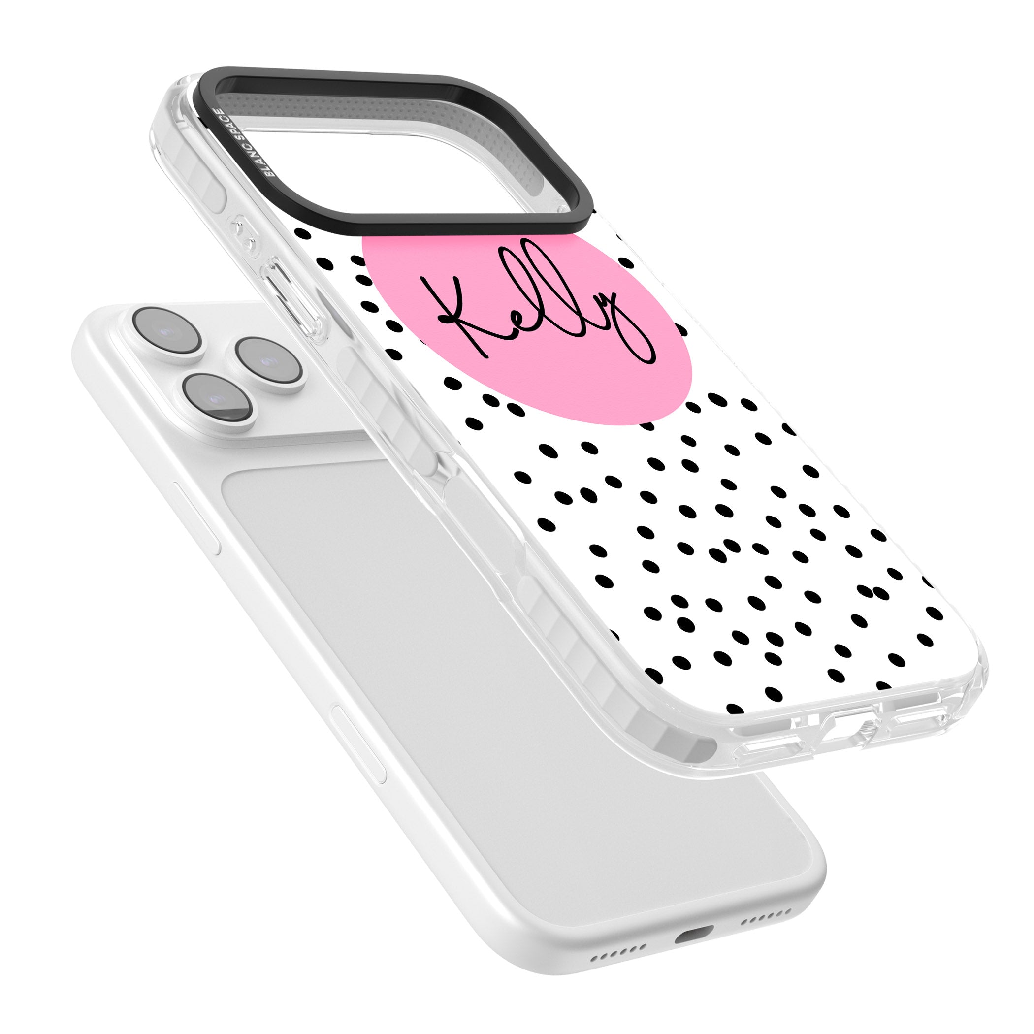 Personalised Pink Circle & Dots iPhone 17 Pro Impact Clear Phone Case Colours