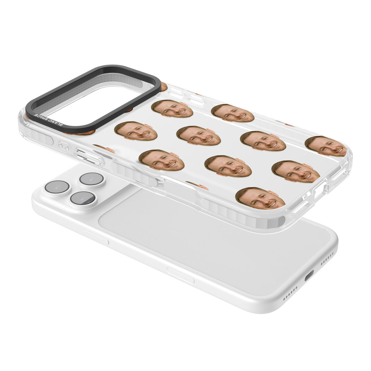 Face Pattern iPhone 17 Pro Max Impact Clear Phone Case angled