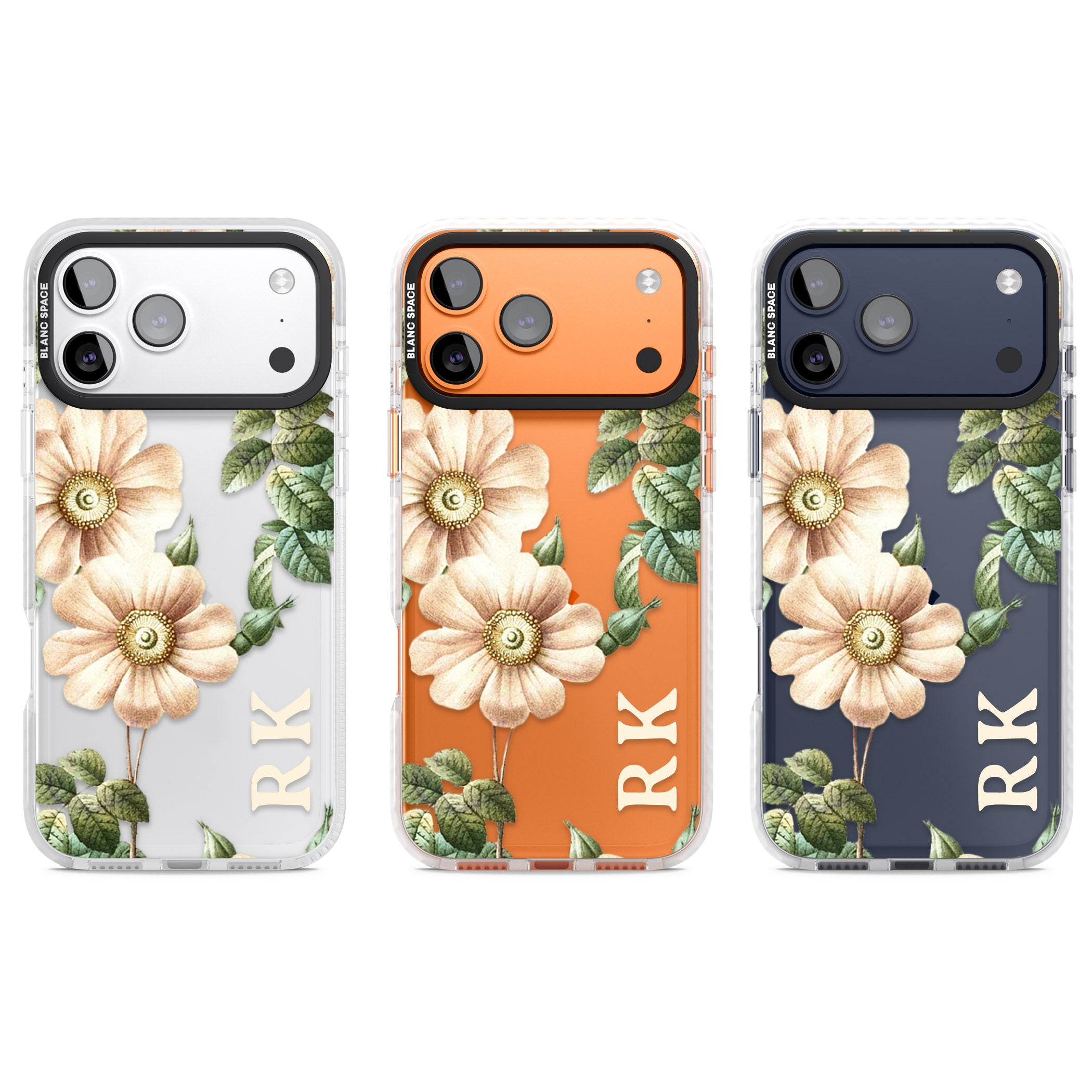 Personalised Vintage Floral Anemone iPhone 17 Pro Impact Clear Phone Case APT Impact Protection