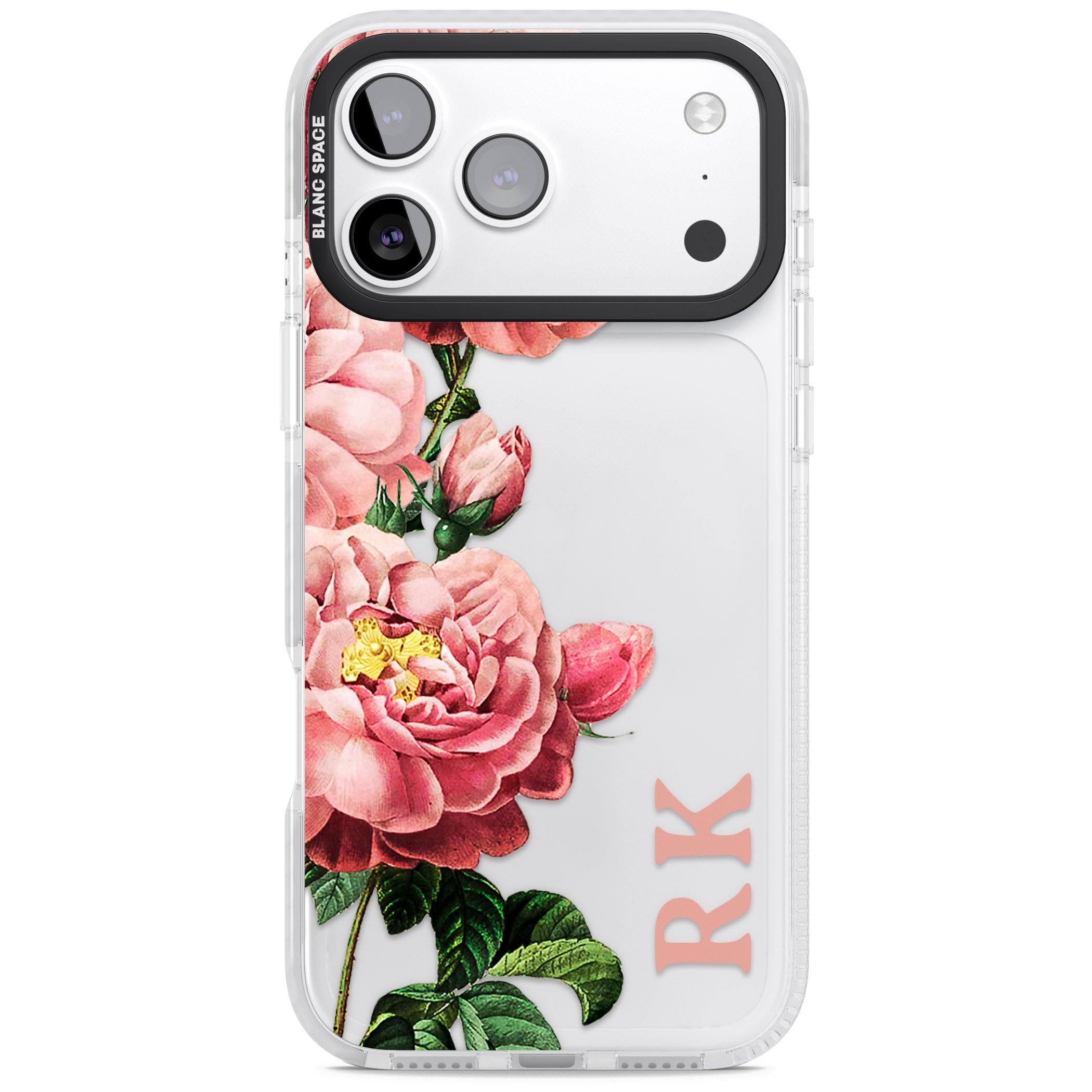 Personalised Vintage Floral Peonies iPhone 17 Pro Impact Clear Phone Case
