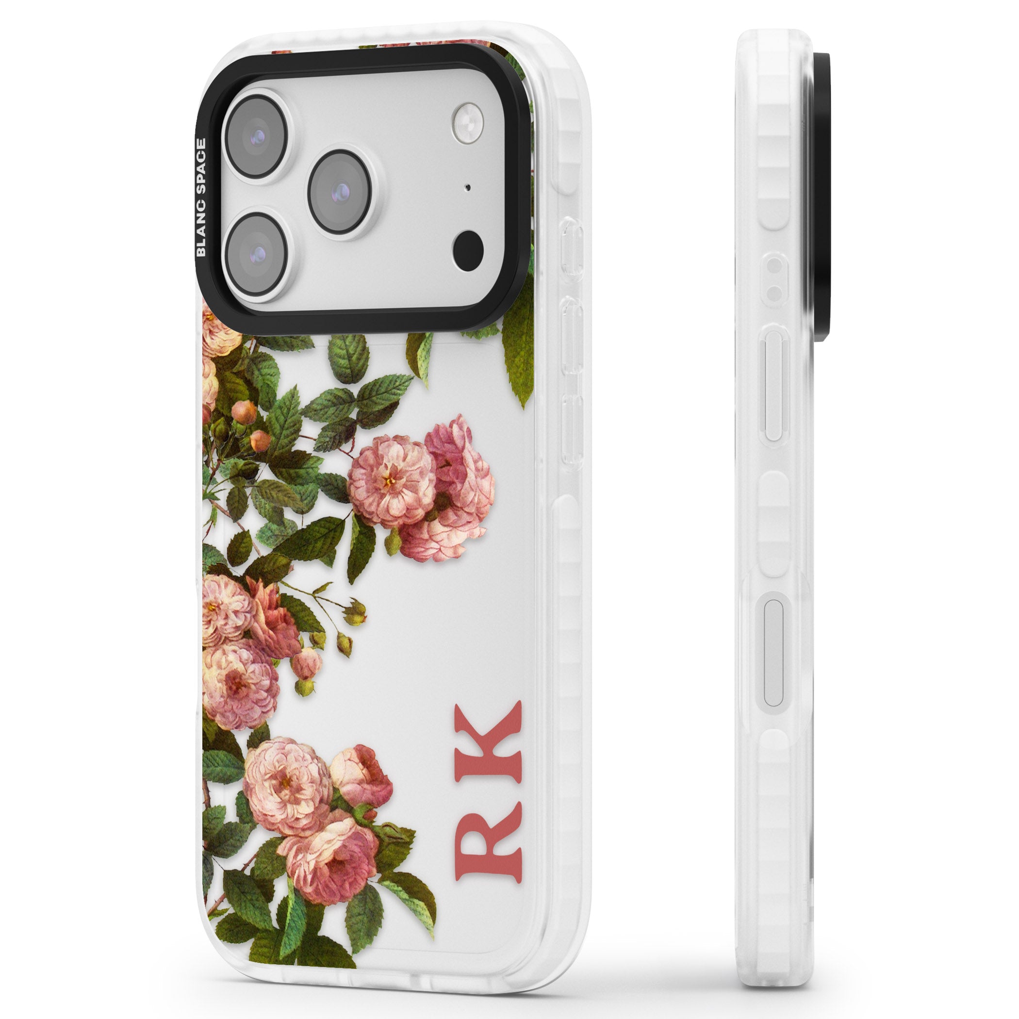 Personalised Vintage Floral Garden iPhone 17 Pro Impact Clear Phone Case Side Profile