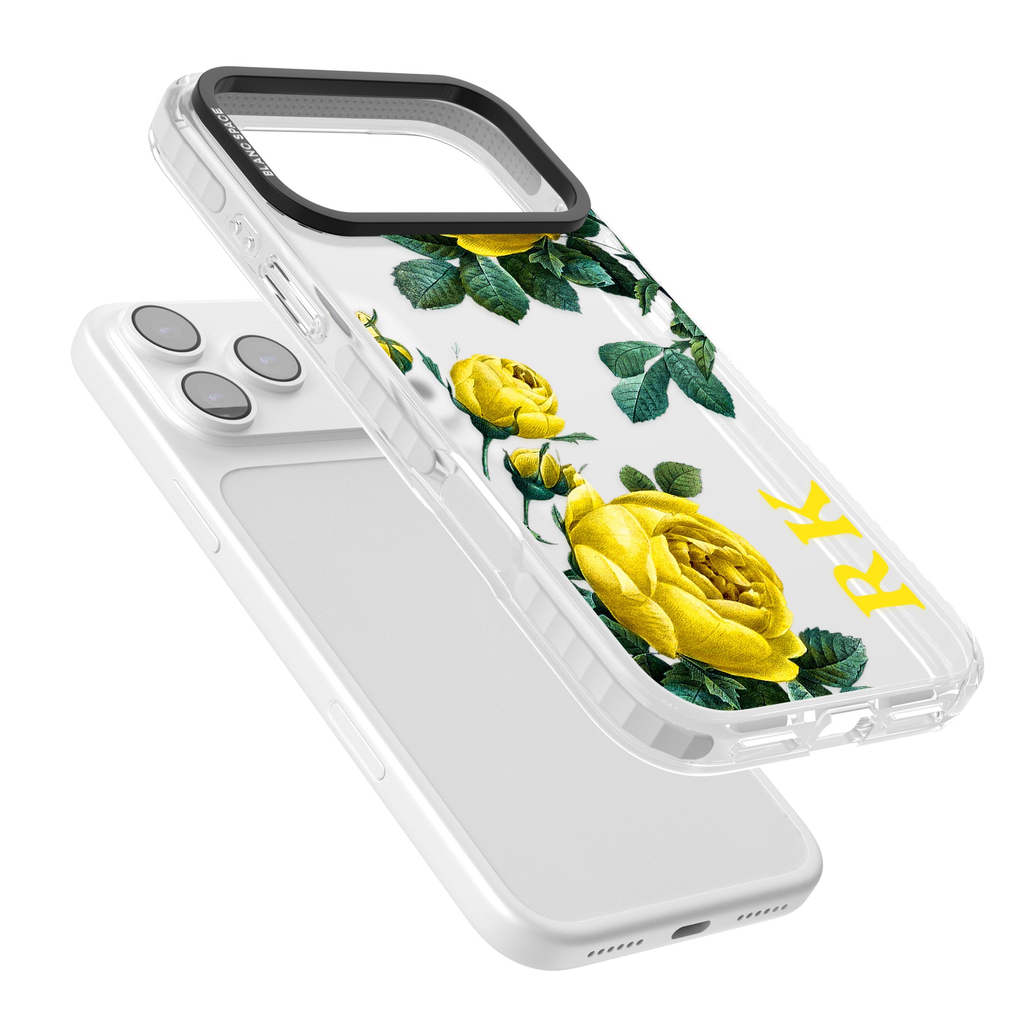 Personalised Vintage Floral Yellow Roses iPhone 17 Pro Impact Clear Phone Case Colours