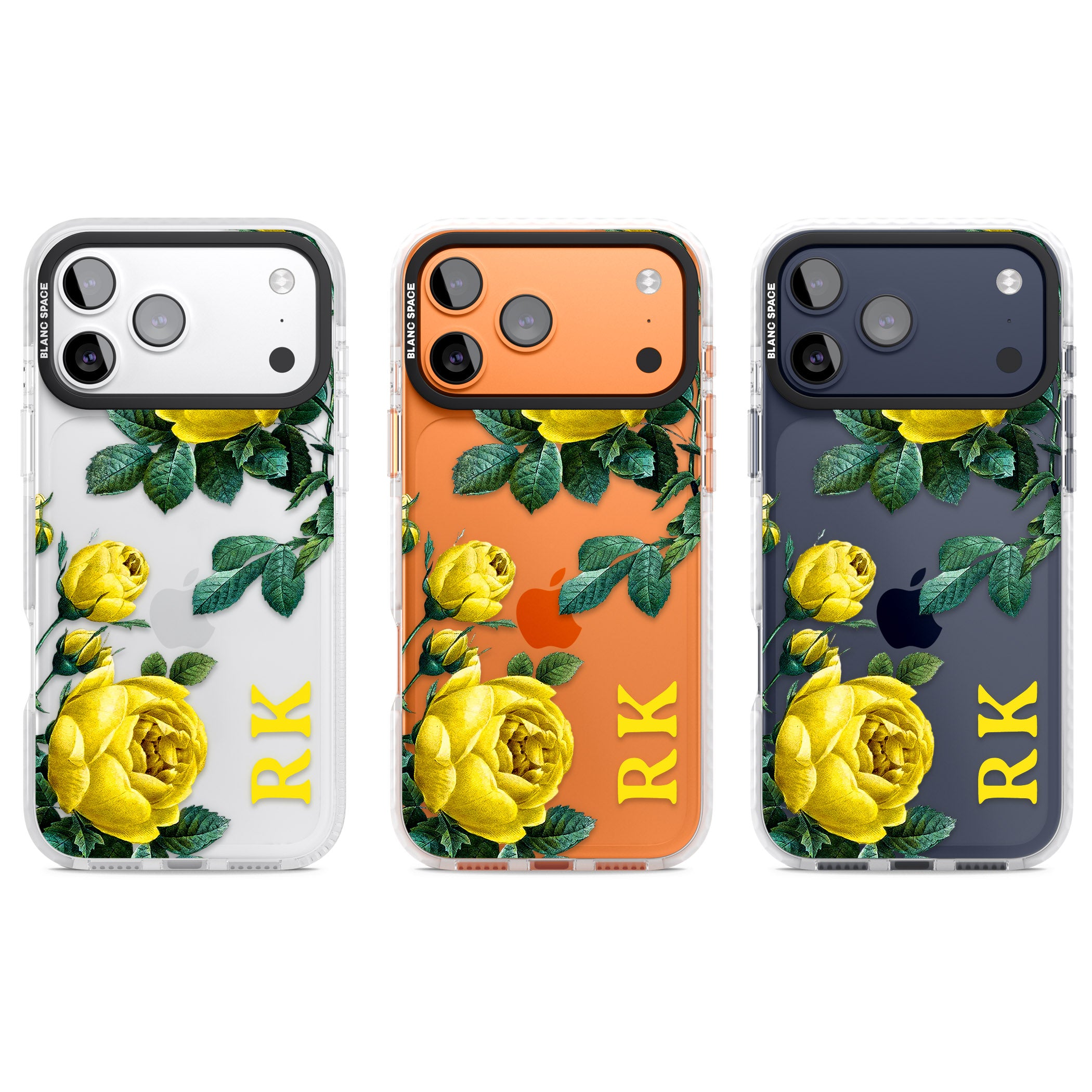 Personalised Vintage Floral Yellow Roses iPhone 17 Pro Impact Clear Phone Case APT Impact Protection