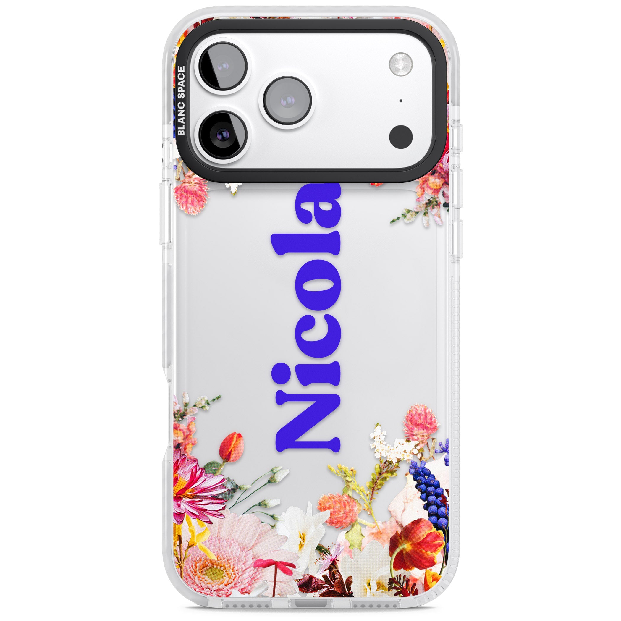 Personalised Floral Name iPhone 17 Pro Impact Clear Phone Case
